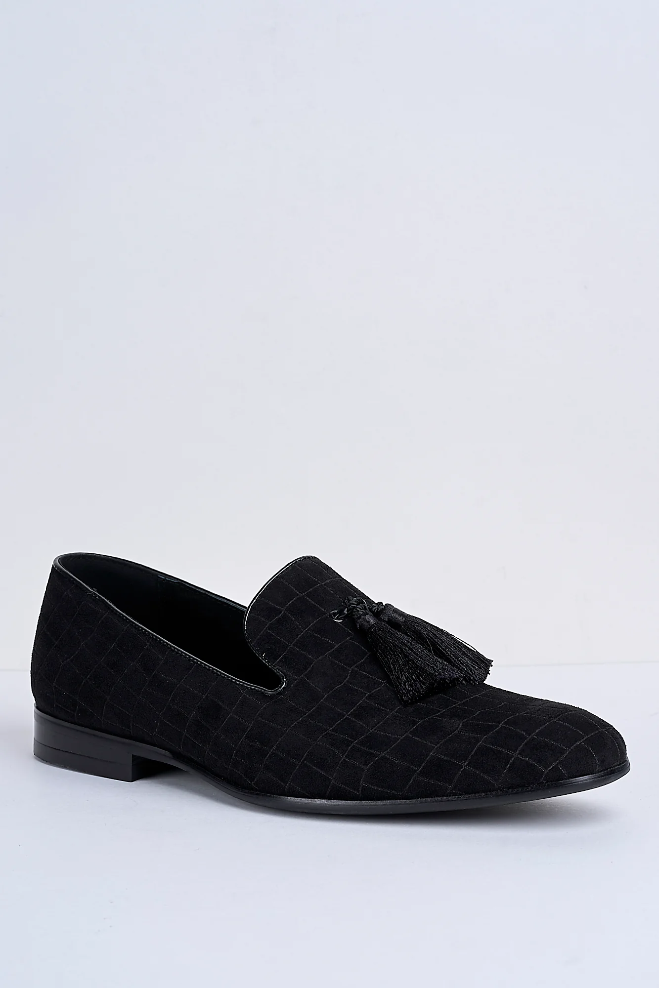 Alessandro Croc-Embossed Tassel Loafers – Noir Eclipse - Image 3