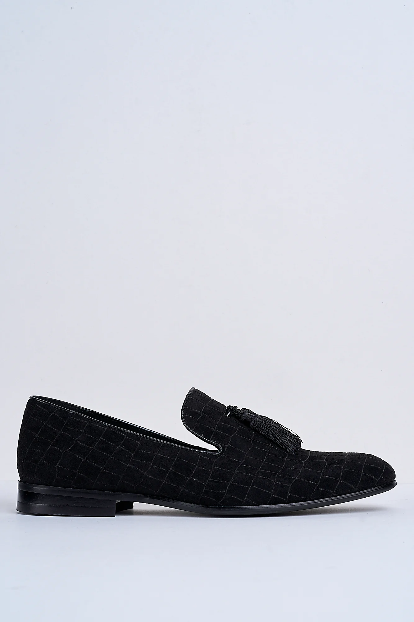 Alessandro Croc-Embossed Tassel Loafers – Noir Eclipse - Image 4