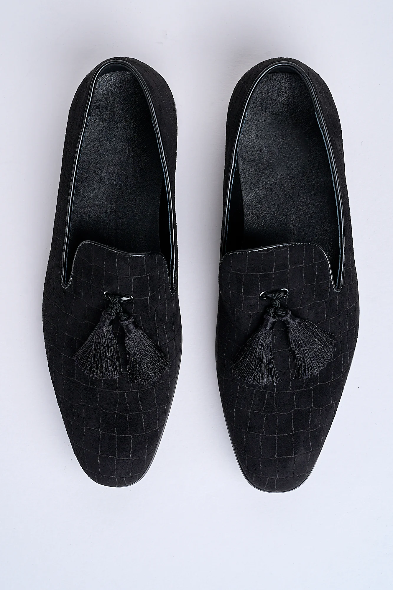 Alessandro Croc-Embossed Tassel Loafers – Noir Eclipse - Image 7