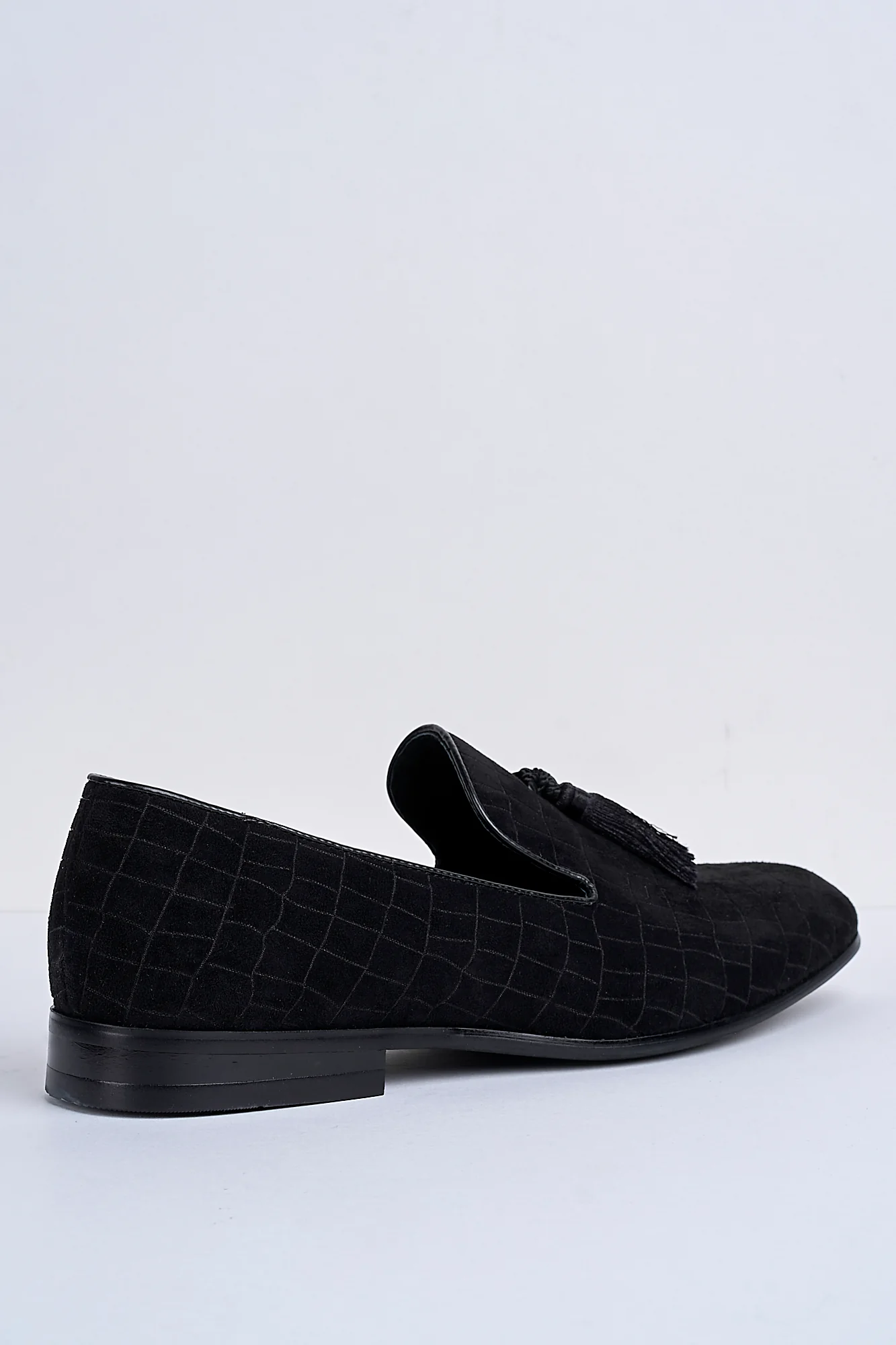 Alessandro Croc-Embossed Tassel Loafers – Noir Eclipse - Image 8