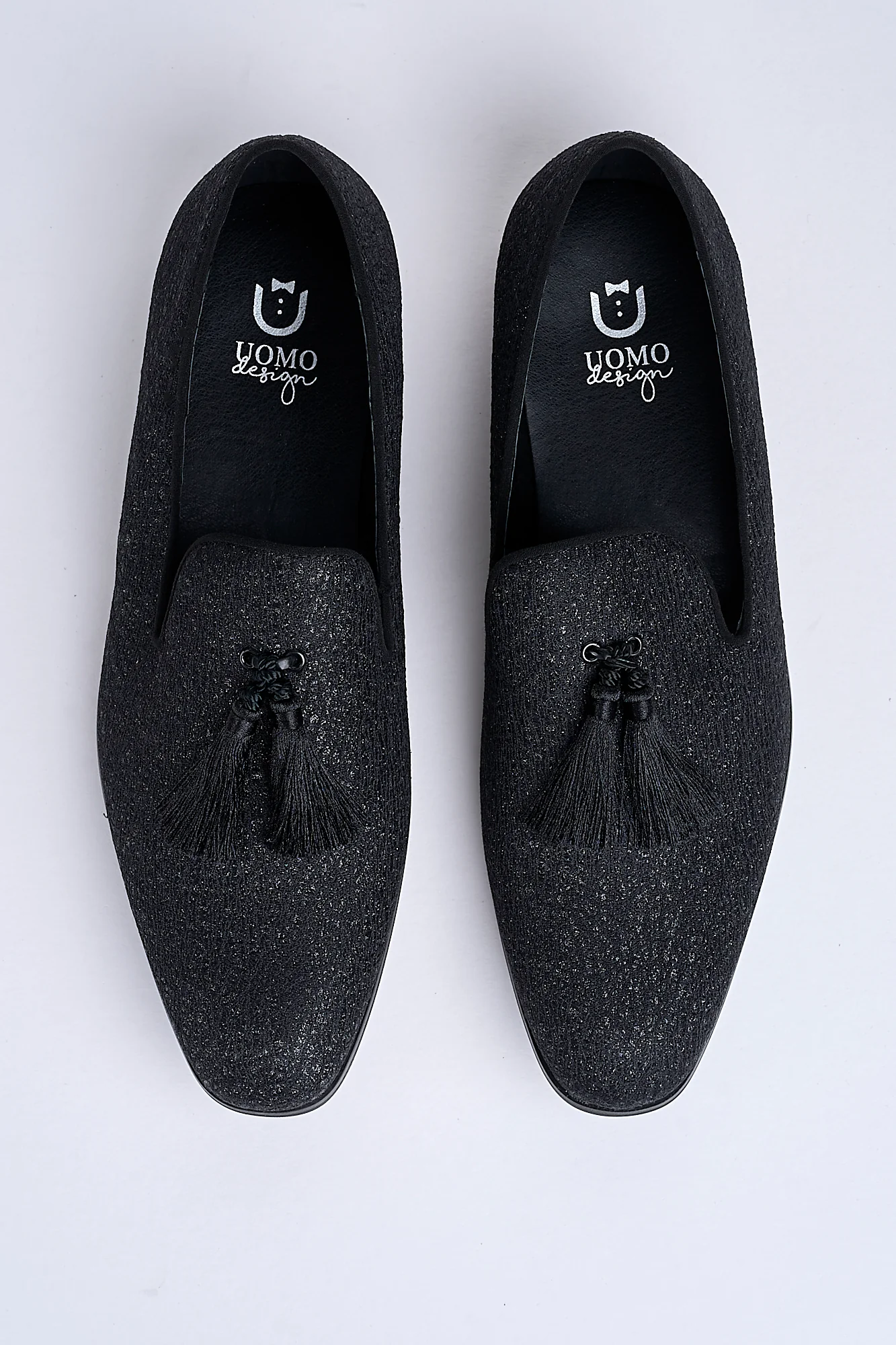 Alessandro Shimmer Tassel Loafers – Midnight Onyx - Image 2