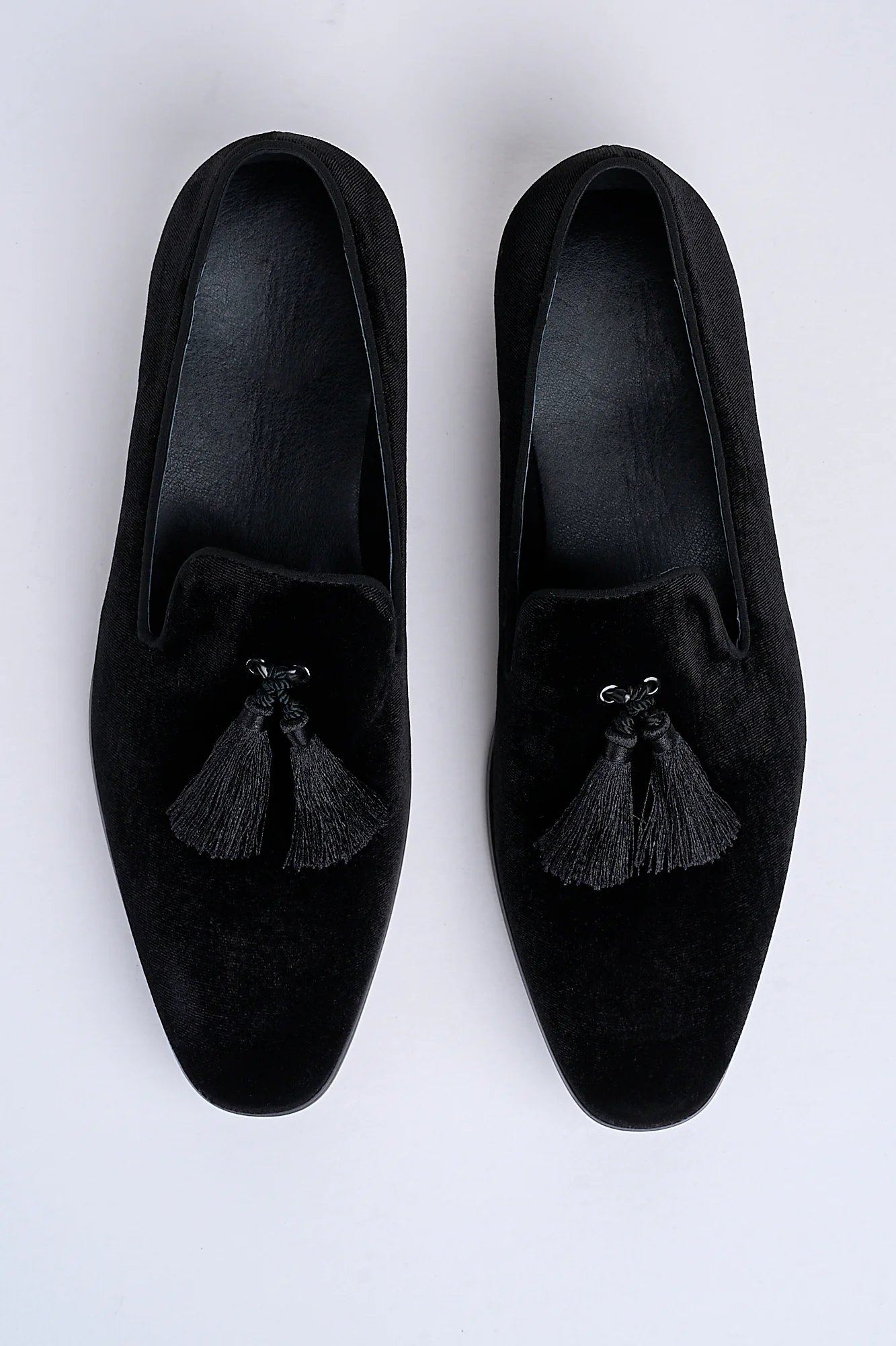 Alessandro Velvet Tassel Loafers – Jet Black - Image 2