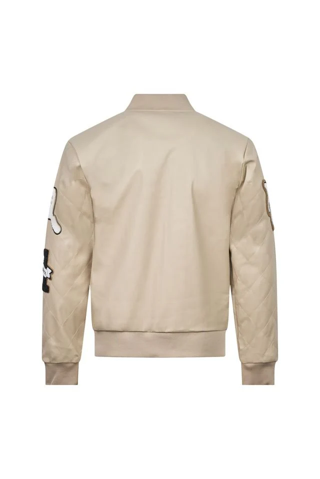 Beige Varsity Patch Jacket – Slim Fit - Image 4