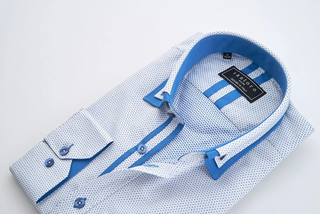 Blue Accent Micro-Dot Shirt - Image 4
