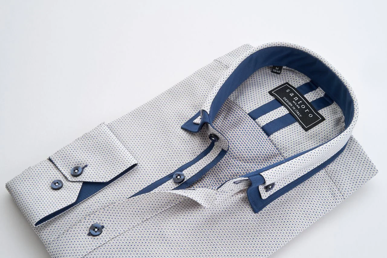 Blue Contrast Trim Shirt - Image 4