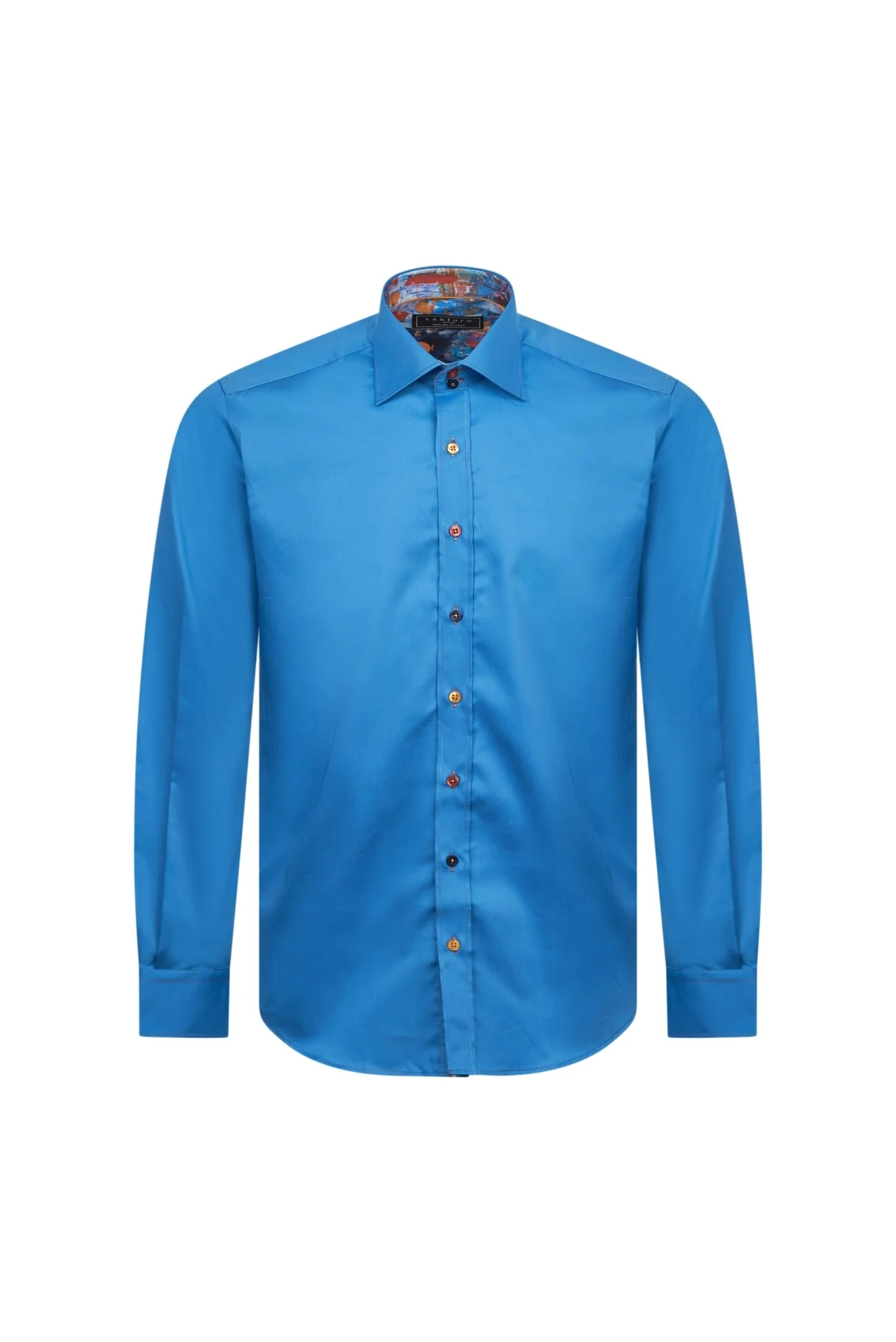 Blue Shirt with Abstract Trim - Image 2