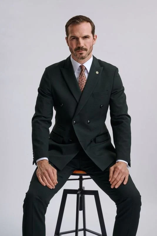 Bromley Olive Green Double Breasted Suit - Image 10