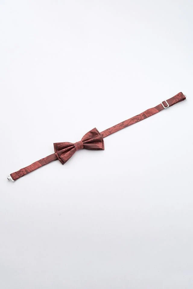 Burgundy Paisley Bow Tie Set with Pocket Square & Cufflinks - Image 3