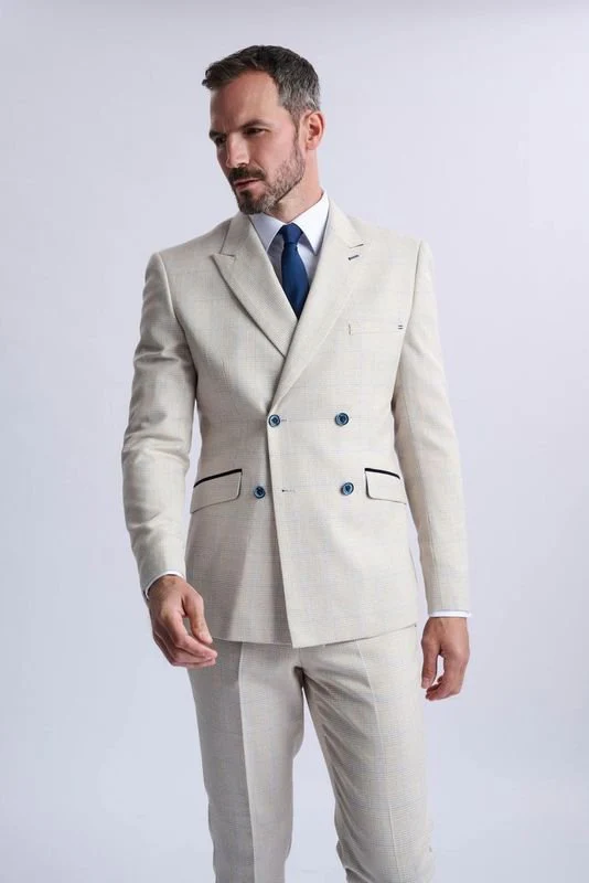 Caridi Beige Double Breasted Two Piece Suit - Image 3