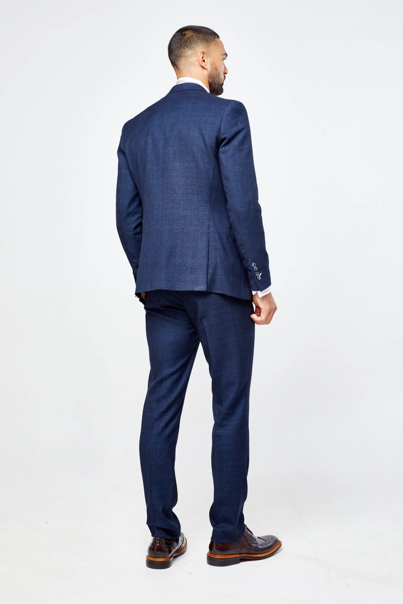 Caridi Navy Check Three Piece Suit - Image 2