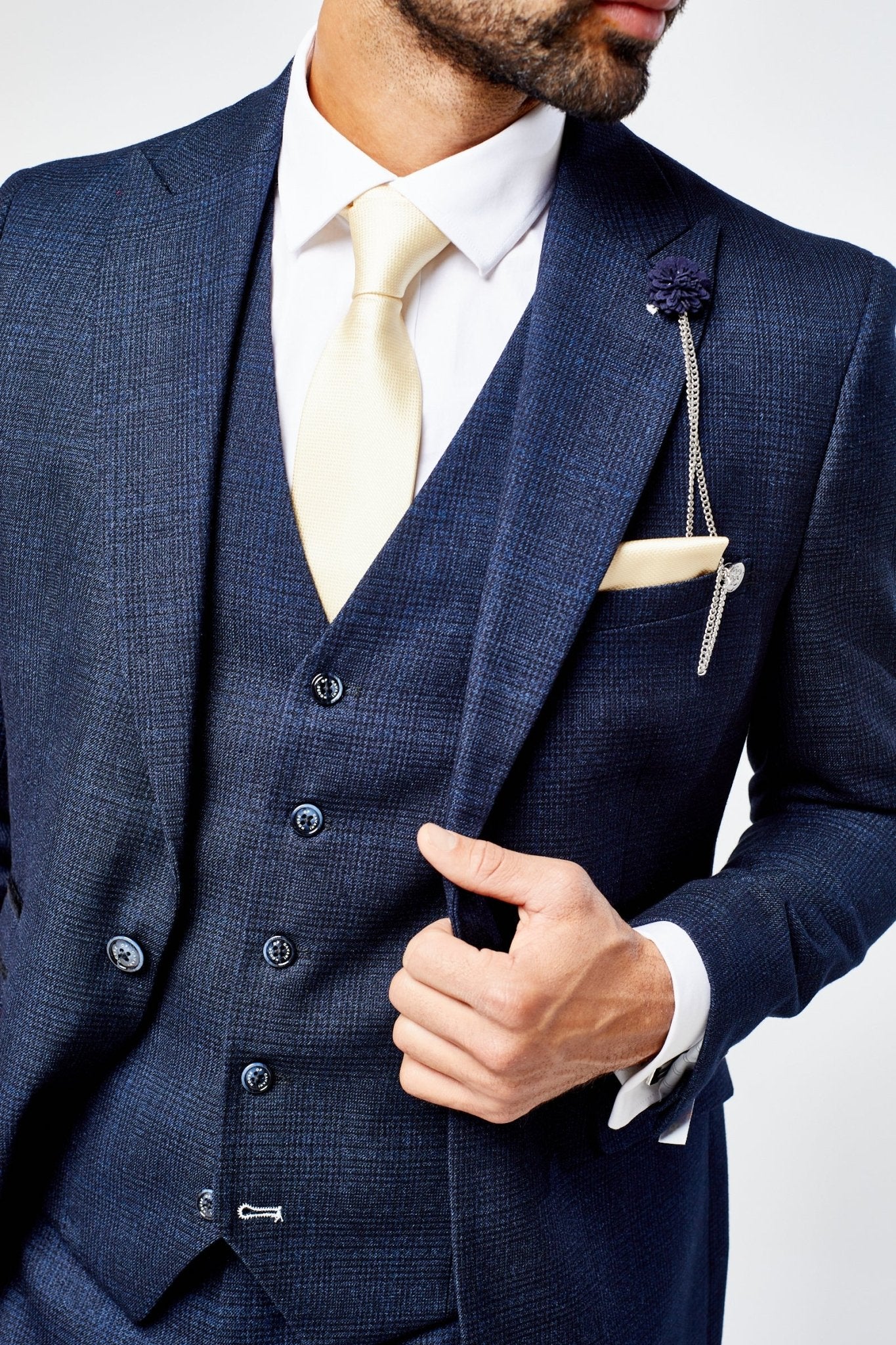 Caridi Navy Check Three Piece Suit - Image 5