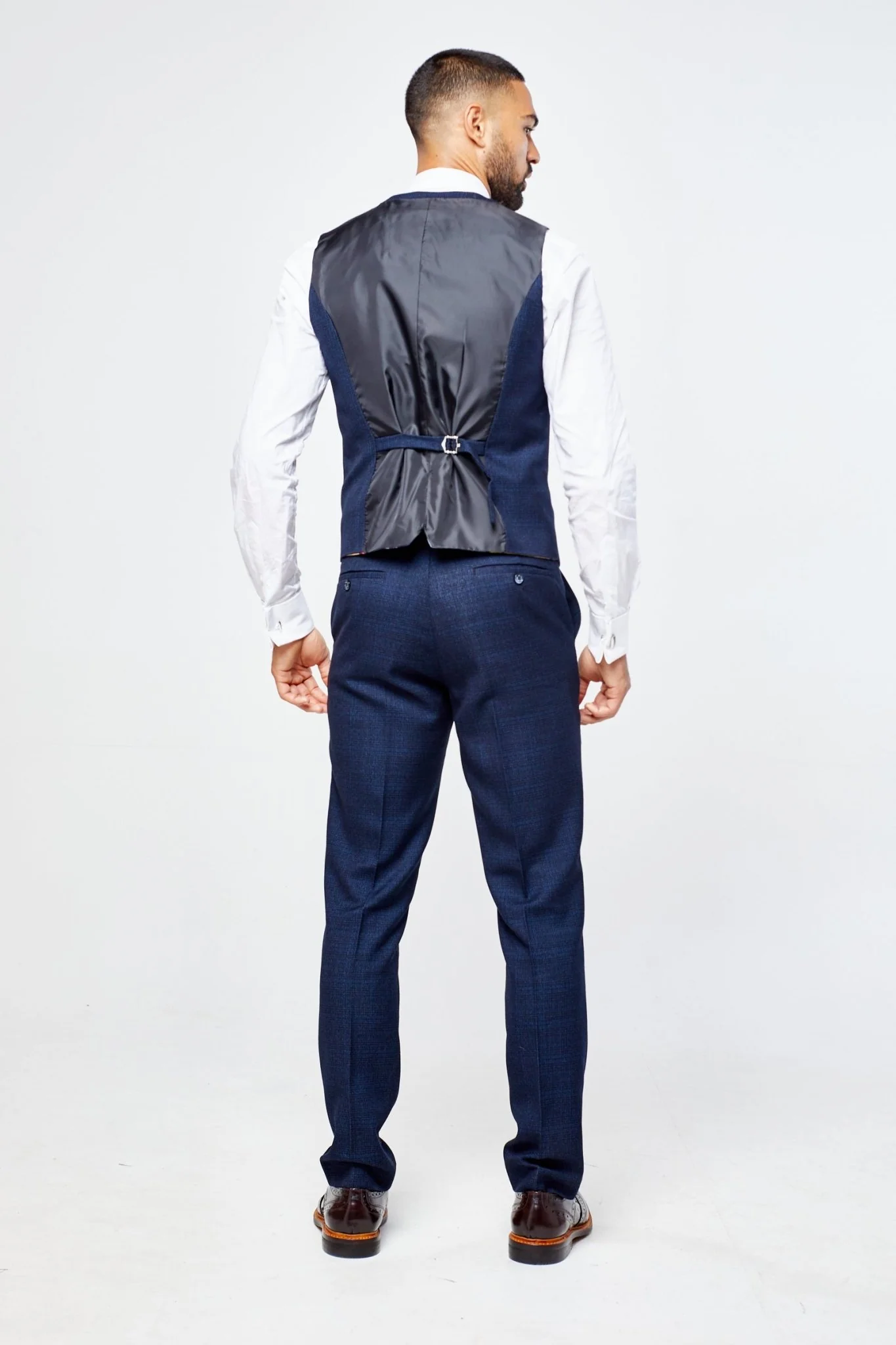 Caridi Navy Check Three Piece Suit - Image 7