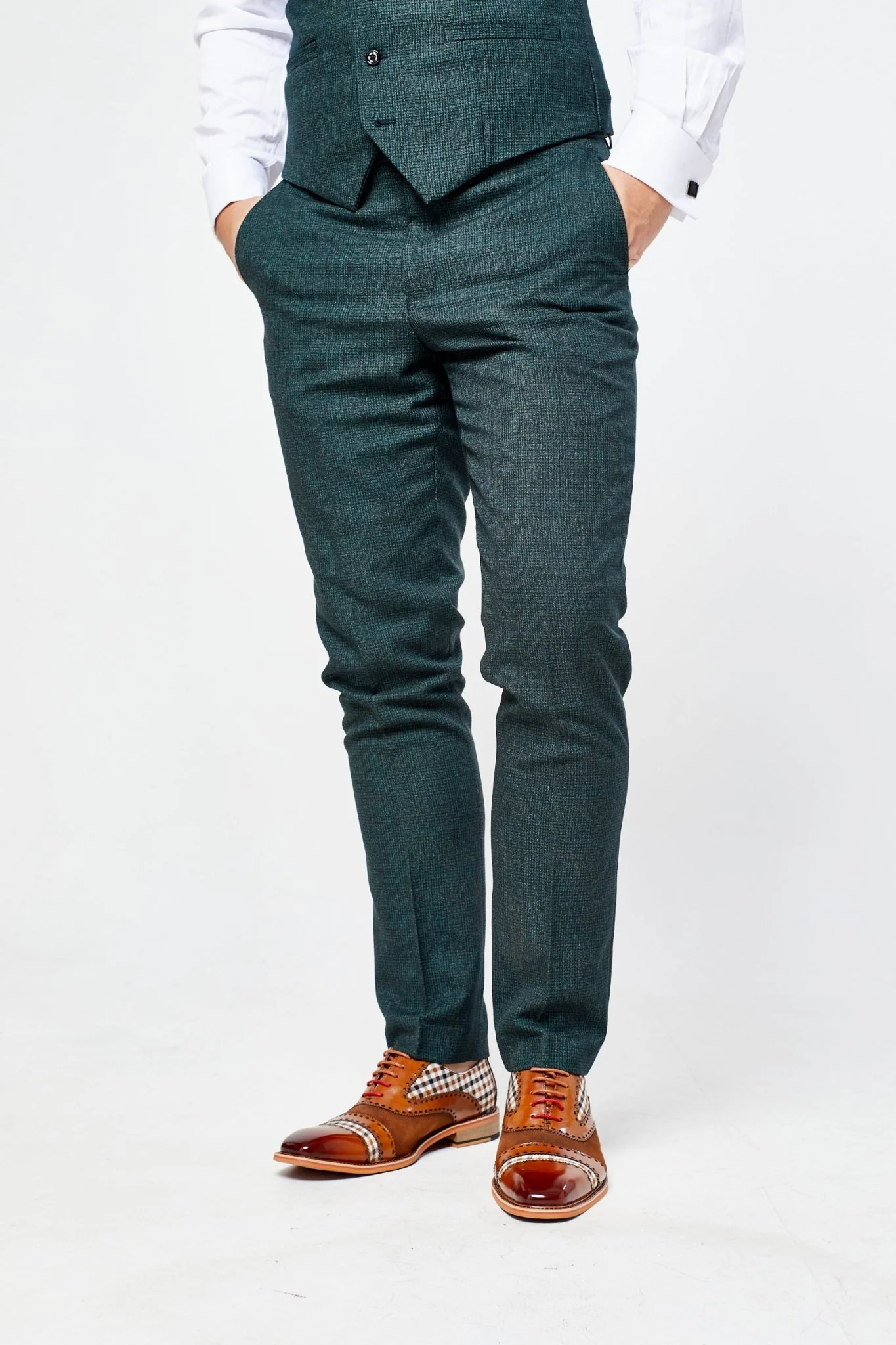 Caridi Olive Check Three Piece Suit - Image 10