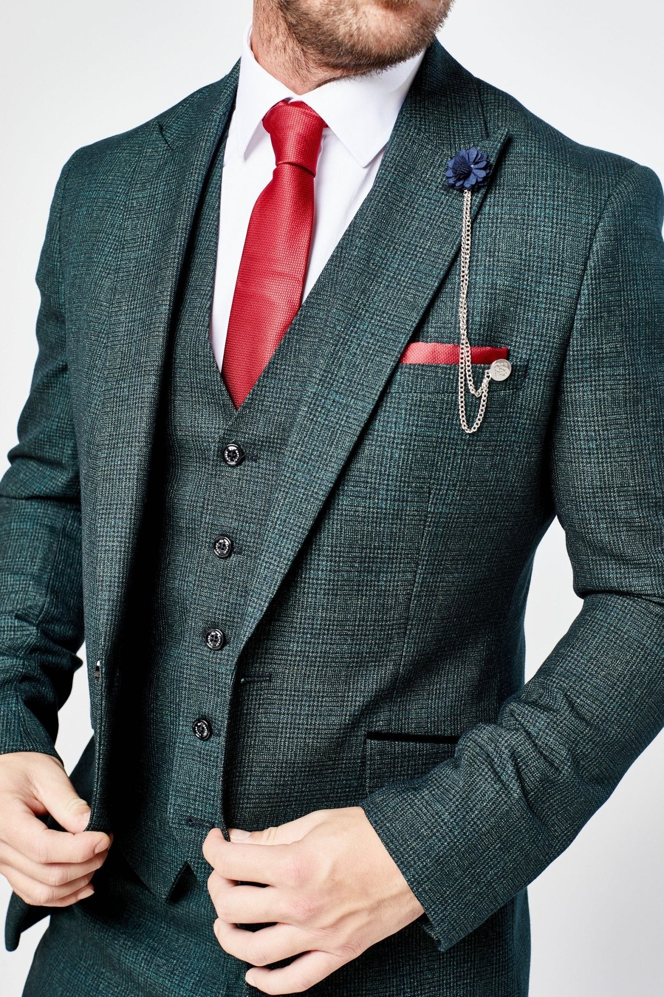Caridi Olive Check Three Piece Suit - Image 5
