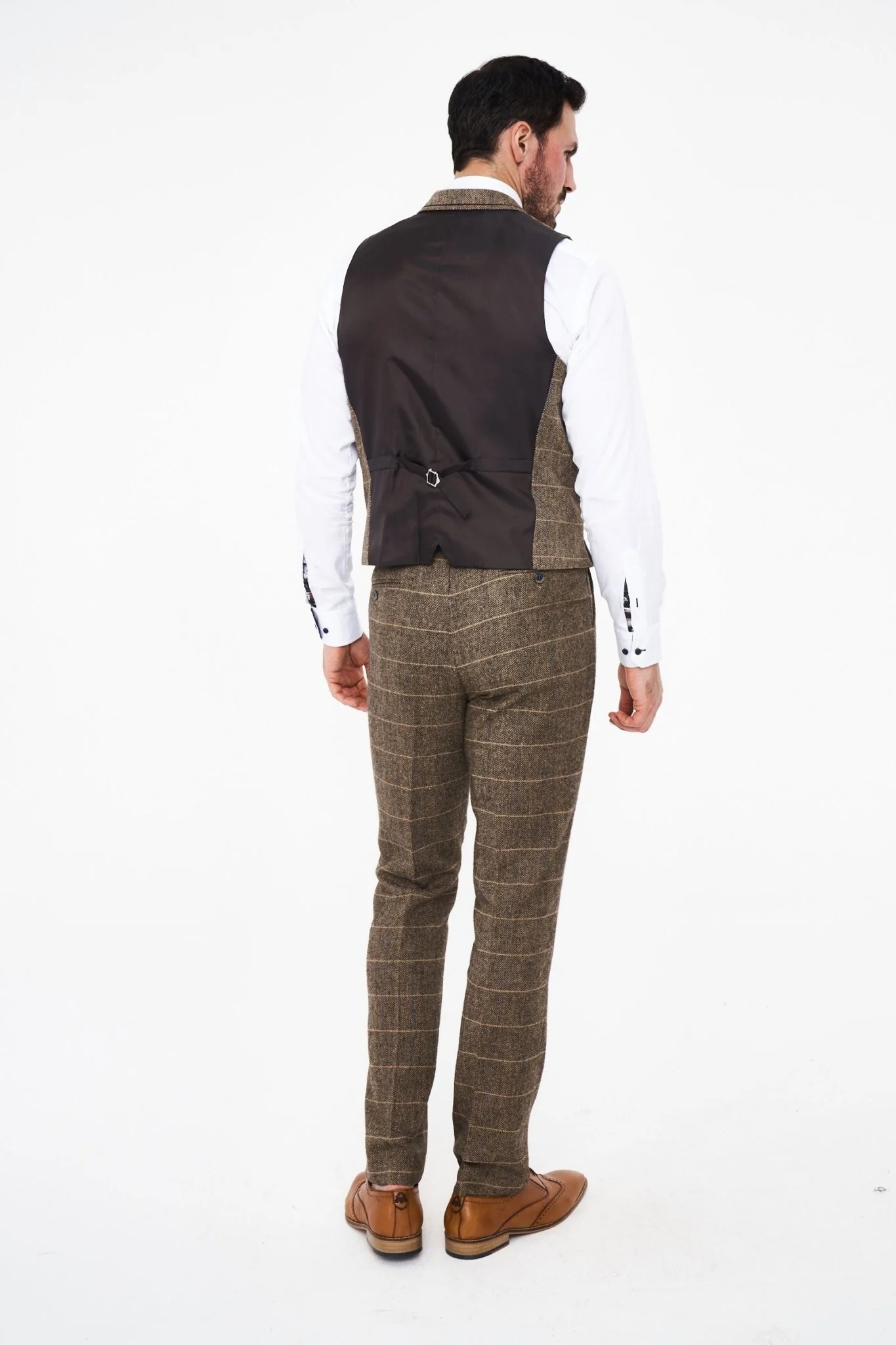 Albert Brown Tweed Three Piece Suit Short - Image 4
