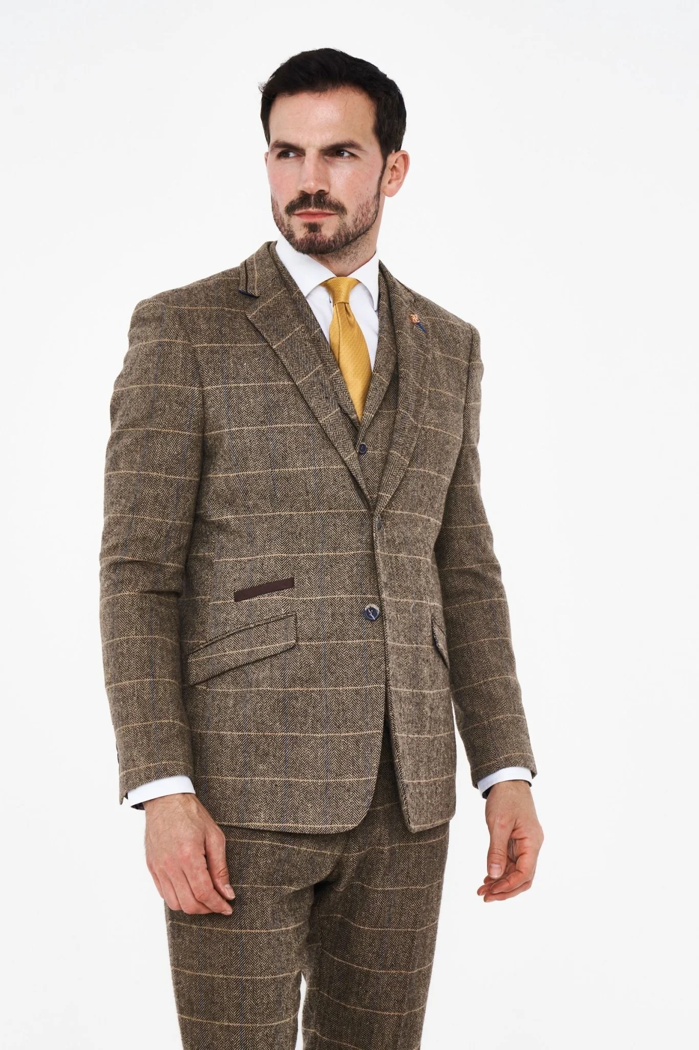 Albert Brown Tweed Three Piece Suit Short - Image 5
