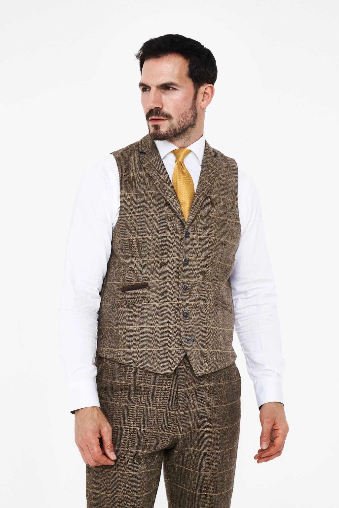 Albert Brown Tweed Three Piece Suit Short - Image 8