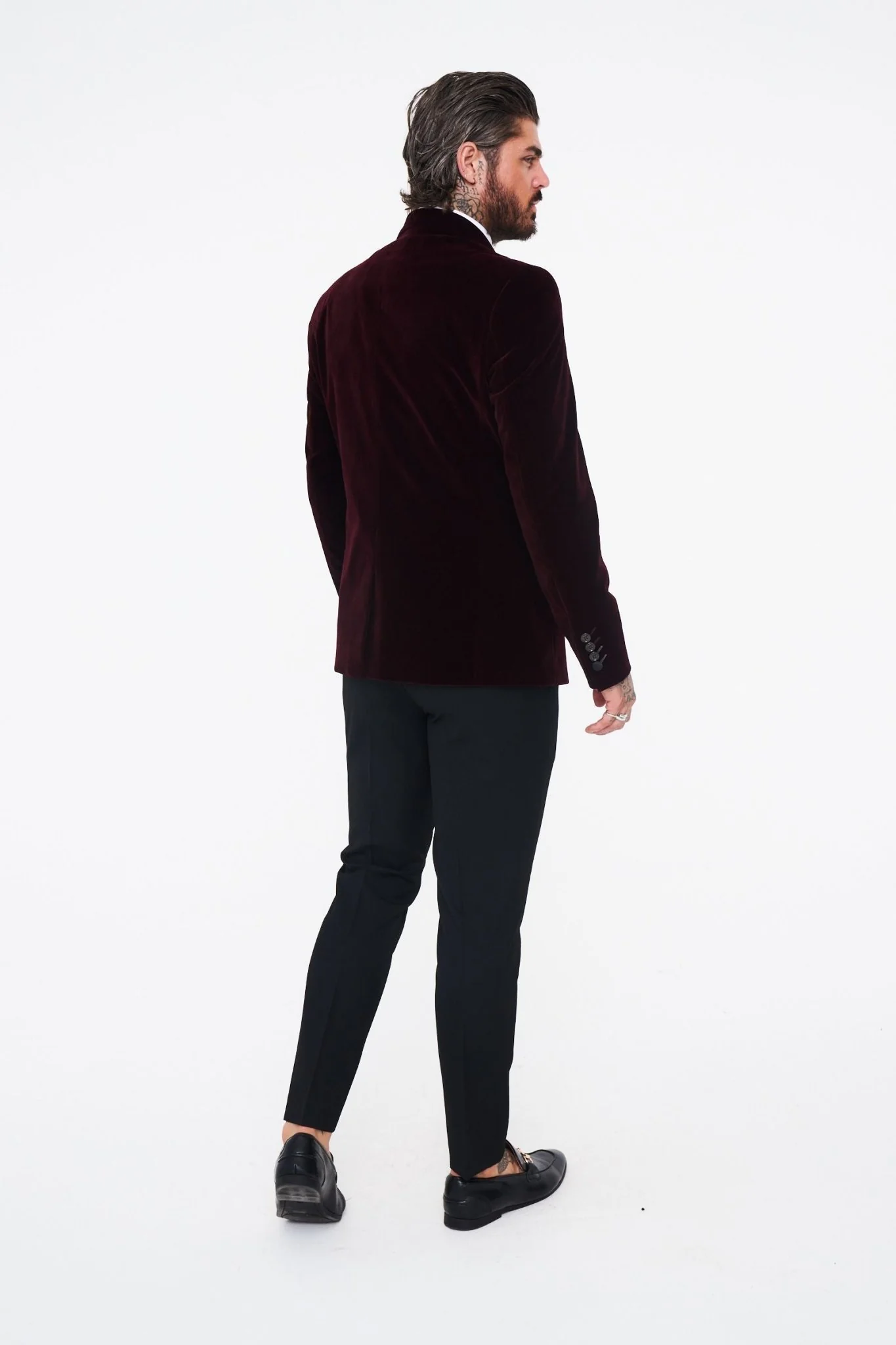Cavani Rosa Wine Velvet Blazer - Image 7