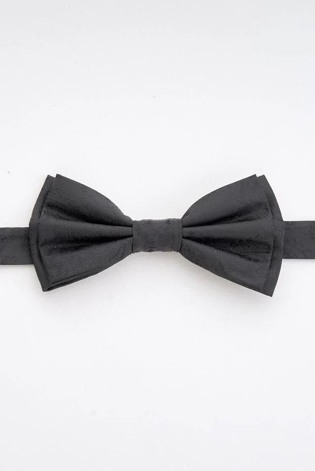 Classic Black Bow Tie Set with Pocket Square & Cufflinks - Image 3
