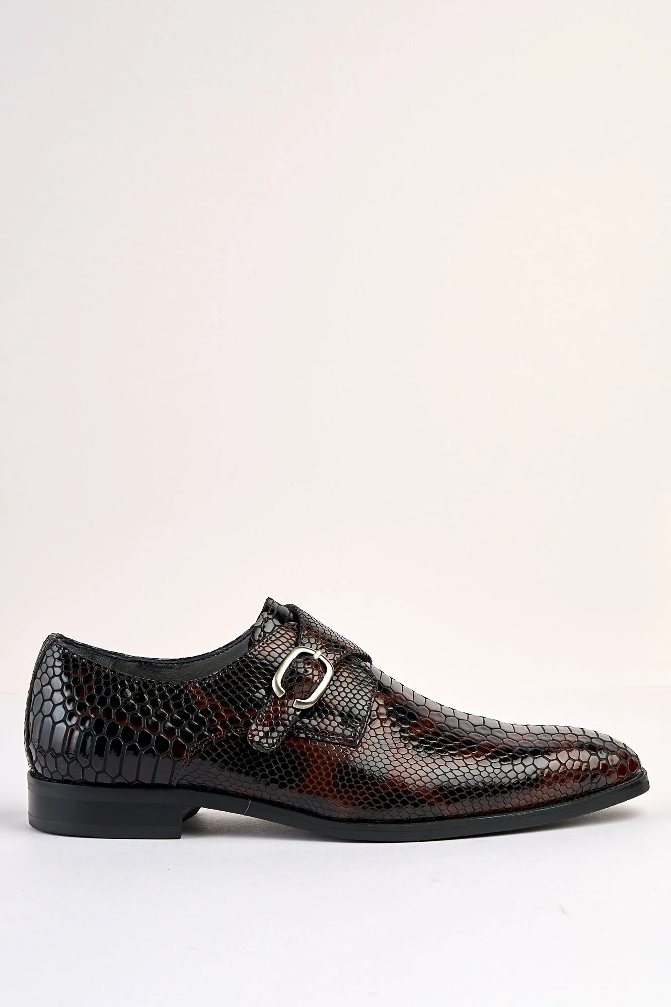 Saviano Coffee Crocodile-Pattern Monk Shoe - Image 3