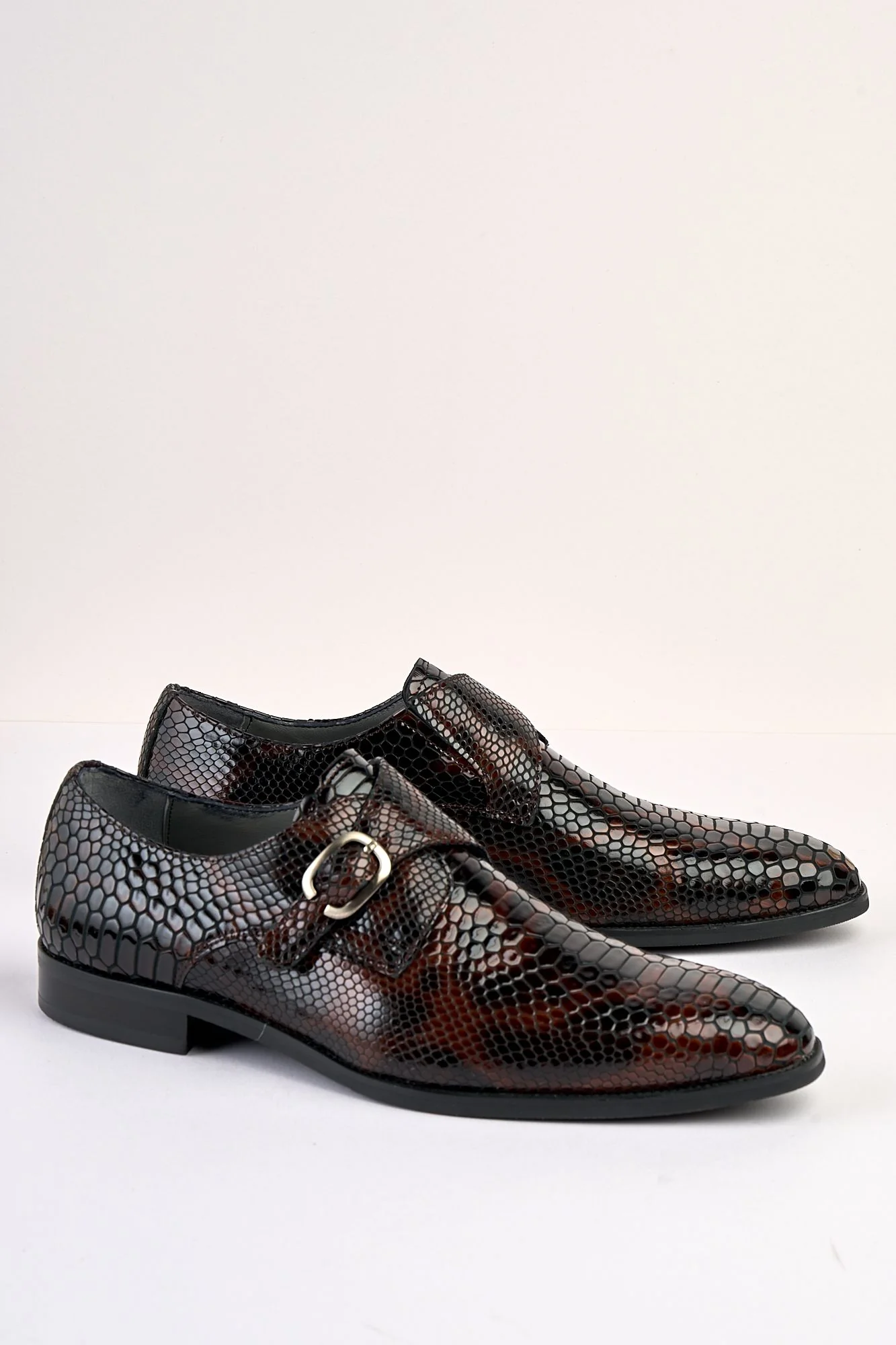 Saviano Coffee Crocodile-Pattern Monk Shoe - Image 4