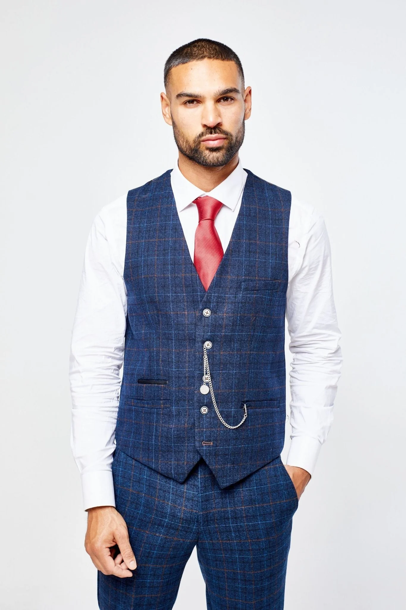 Cody Blue Check Three Piece suit - Image 11