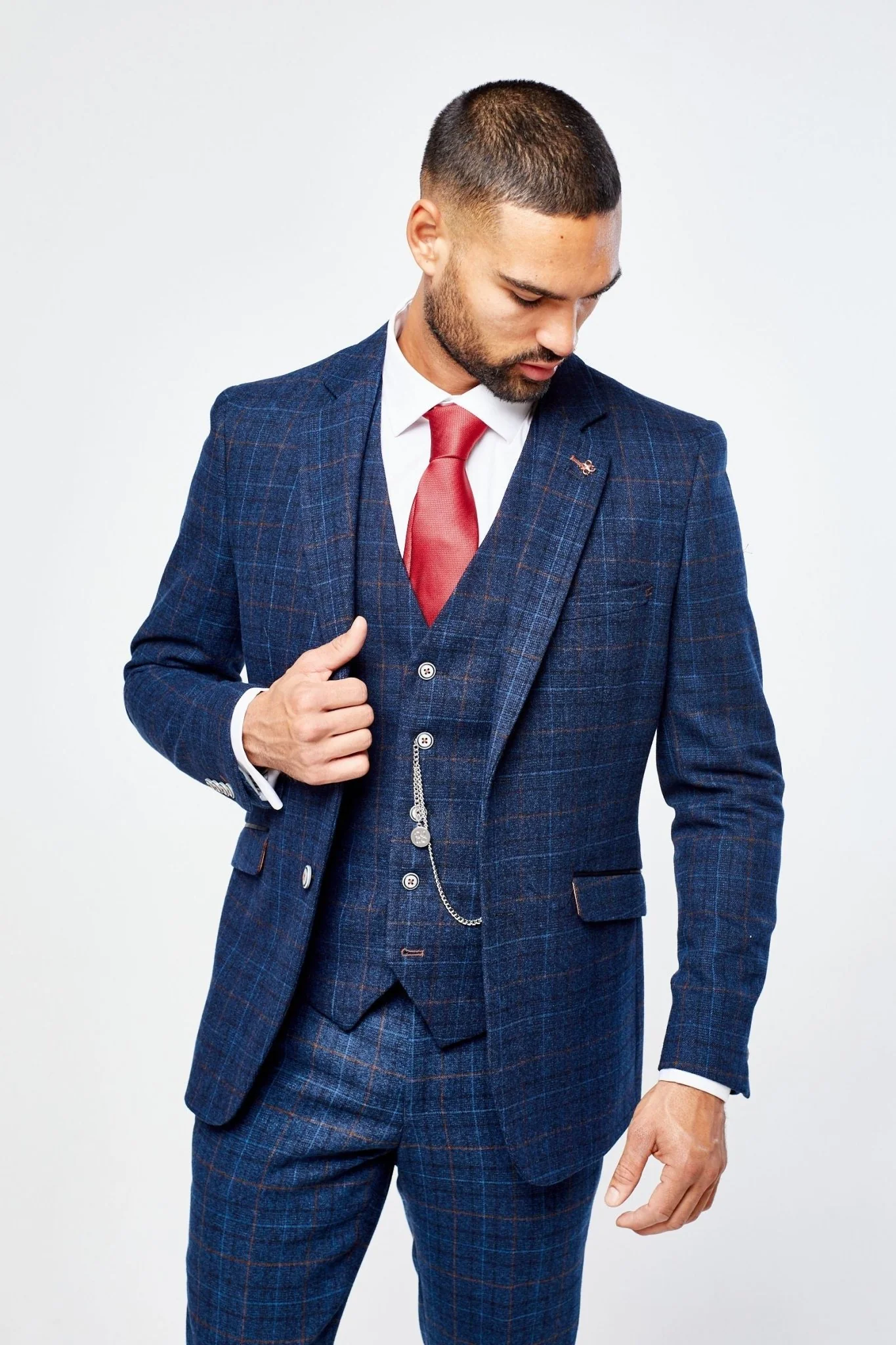Cody Blue Check Three Piece suit - Image 5