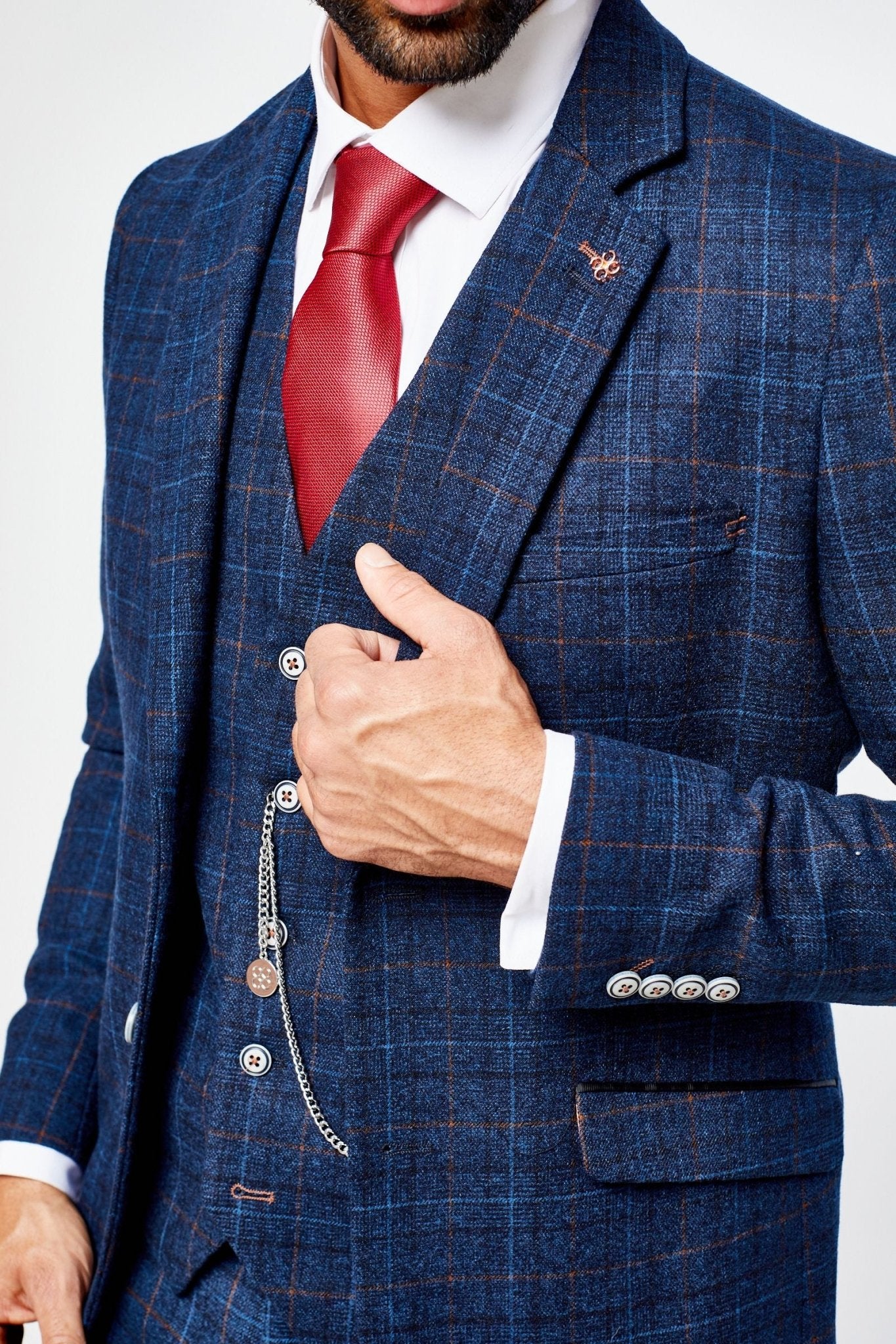 Cody Blue Check Three Piece suit - Image 7