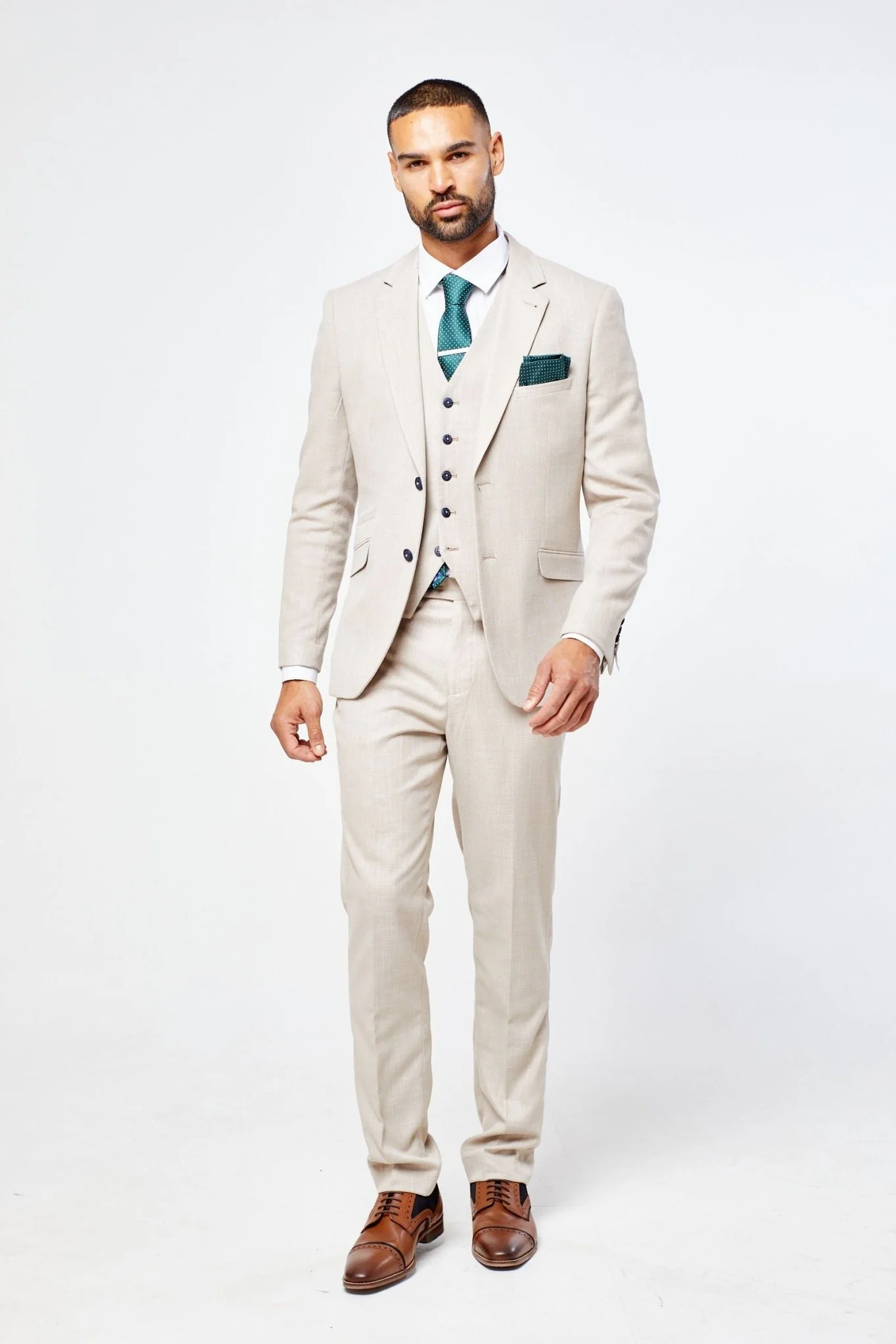 Miami Beige Three Piece Suit