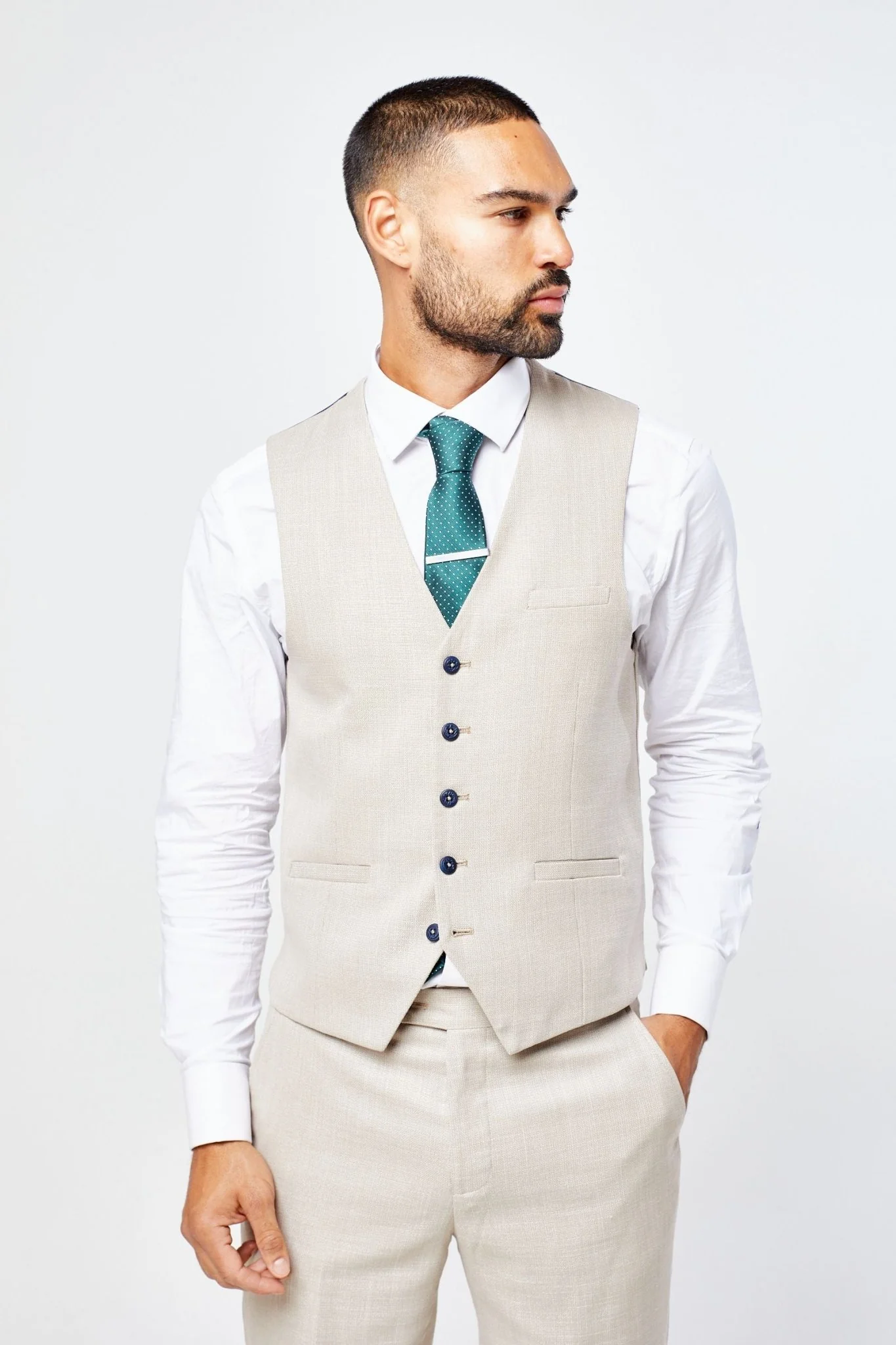Miami Beige Three Piece Suit - Image 10