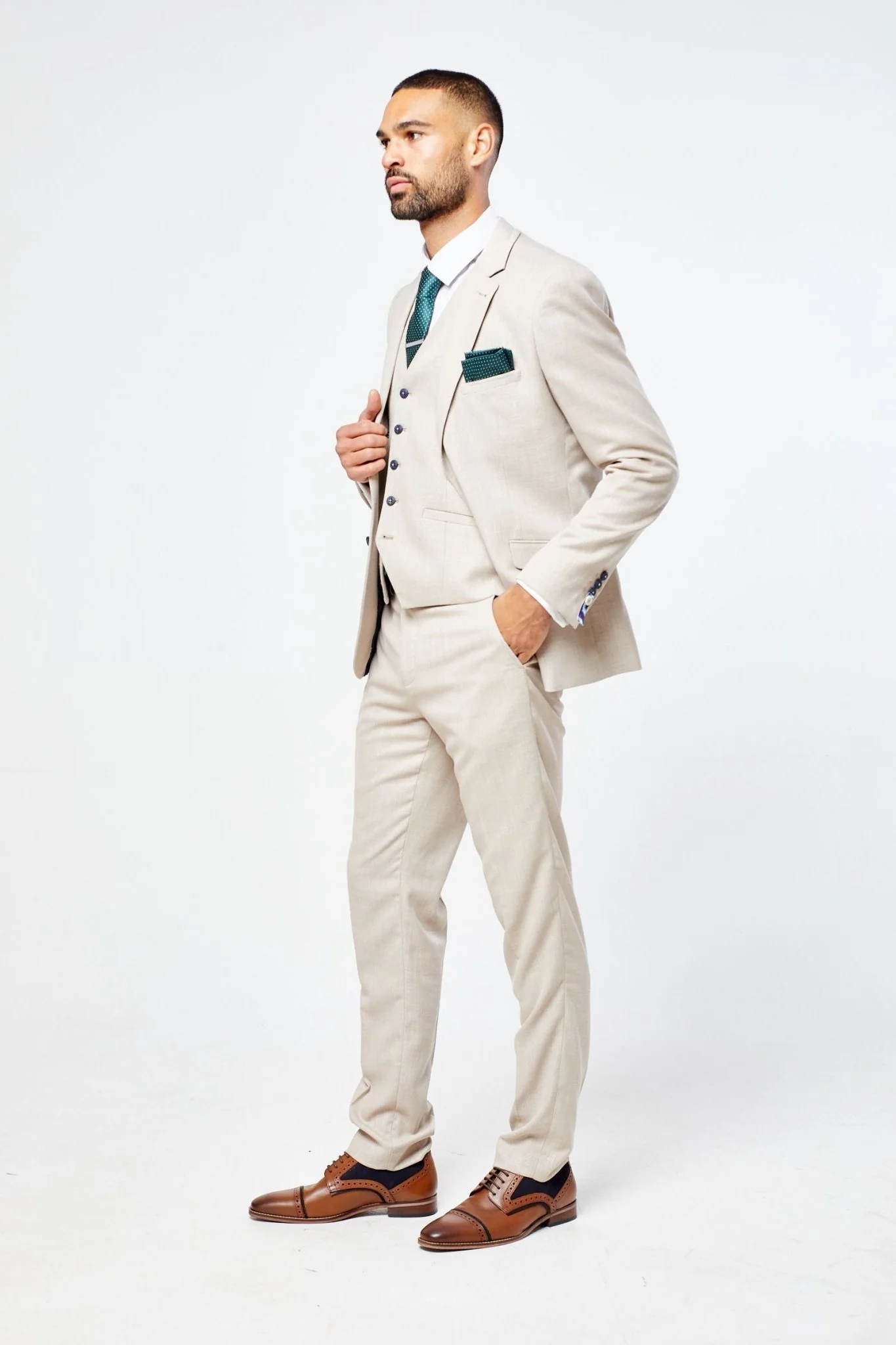Miami Beige Three Piece Suit - Image 2
