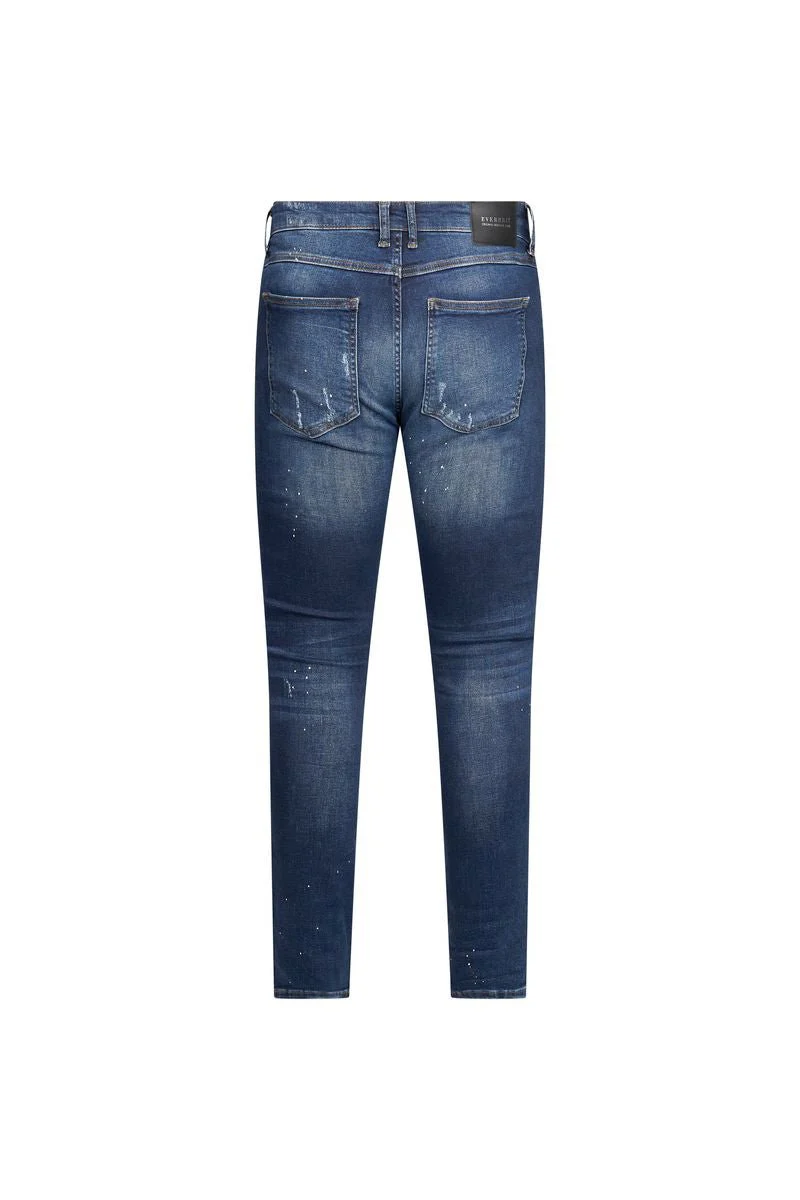 Dark Blue Paint-Splatter Slim Jeans - Image 2