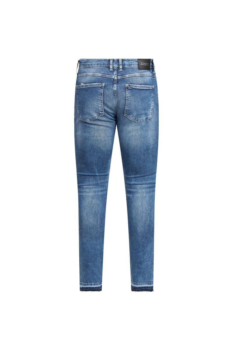 Distressed Slim Fit Jeans – Mid Blue Wash - Image 2