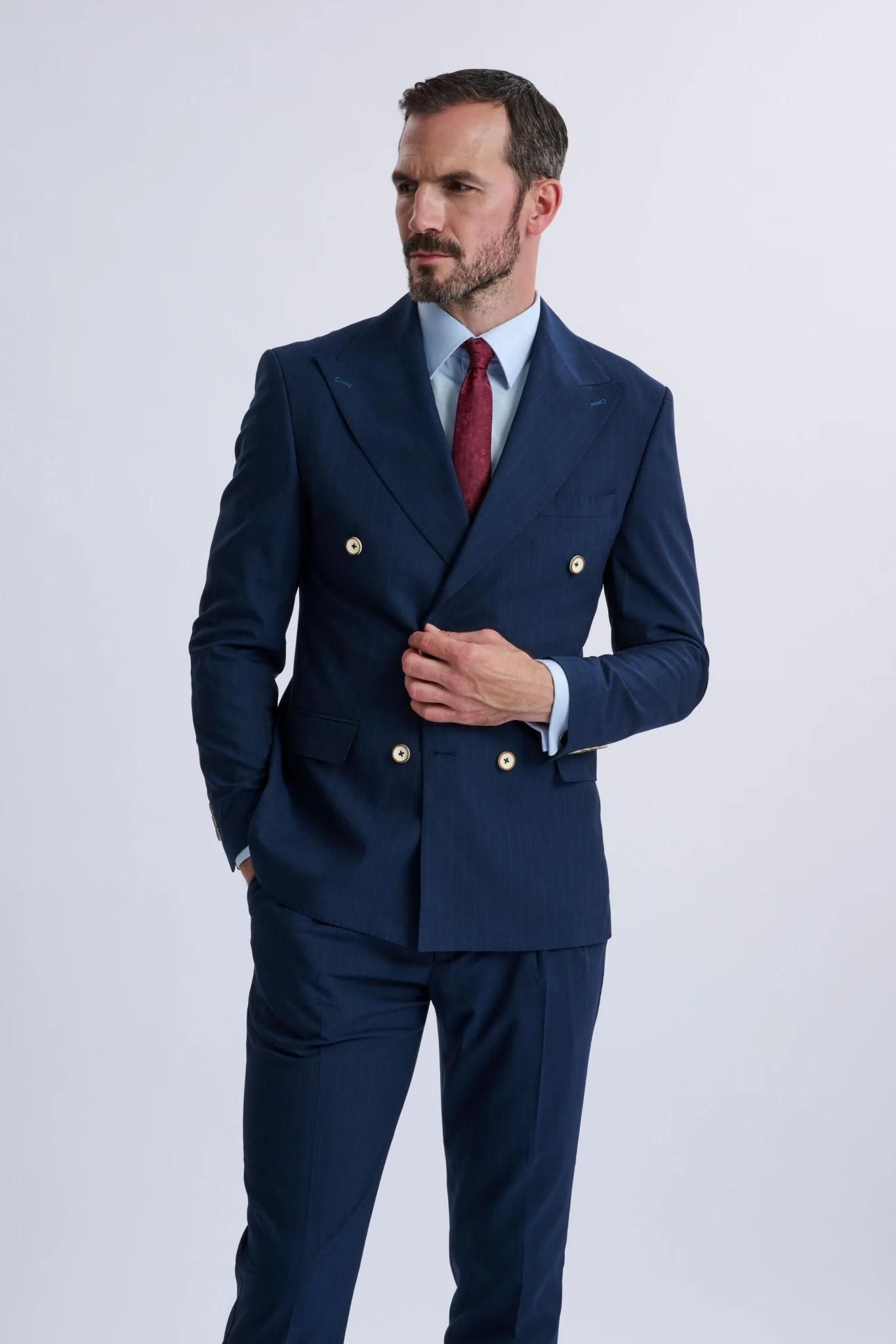Fabrizio Navy Pinstripe Double-Breasted Suit - Image 3