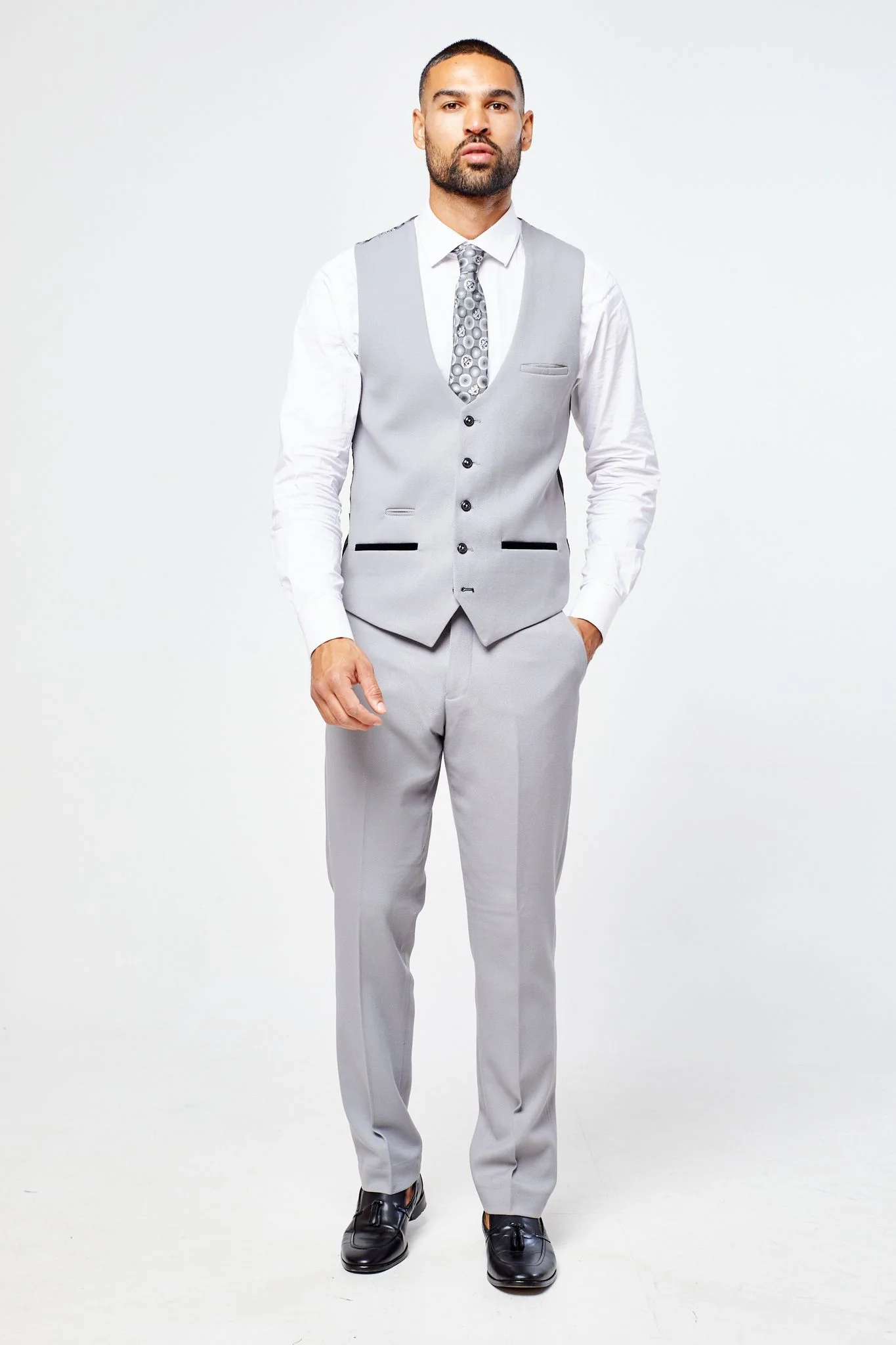 Edwin Silver Grey Notch Lapel Three Piece Suit - Image 6