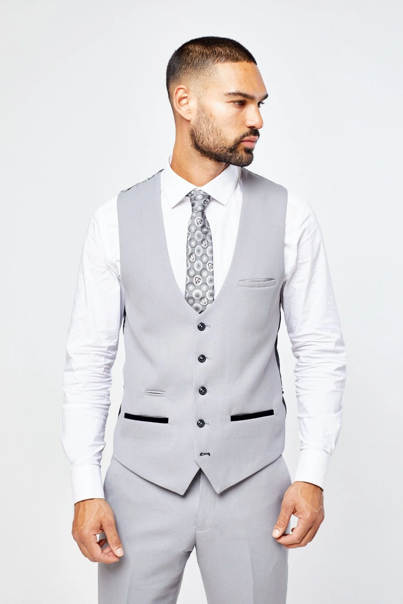 Edwin Silver Grey Notch Lapel Three Piece Suit - Image 9