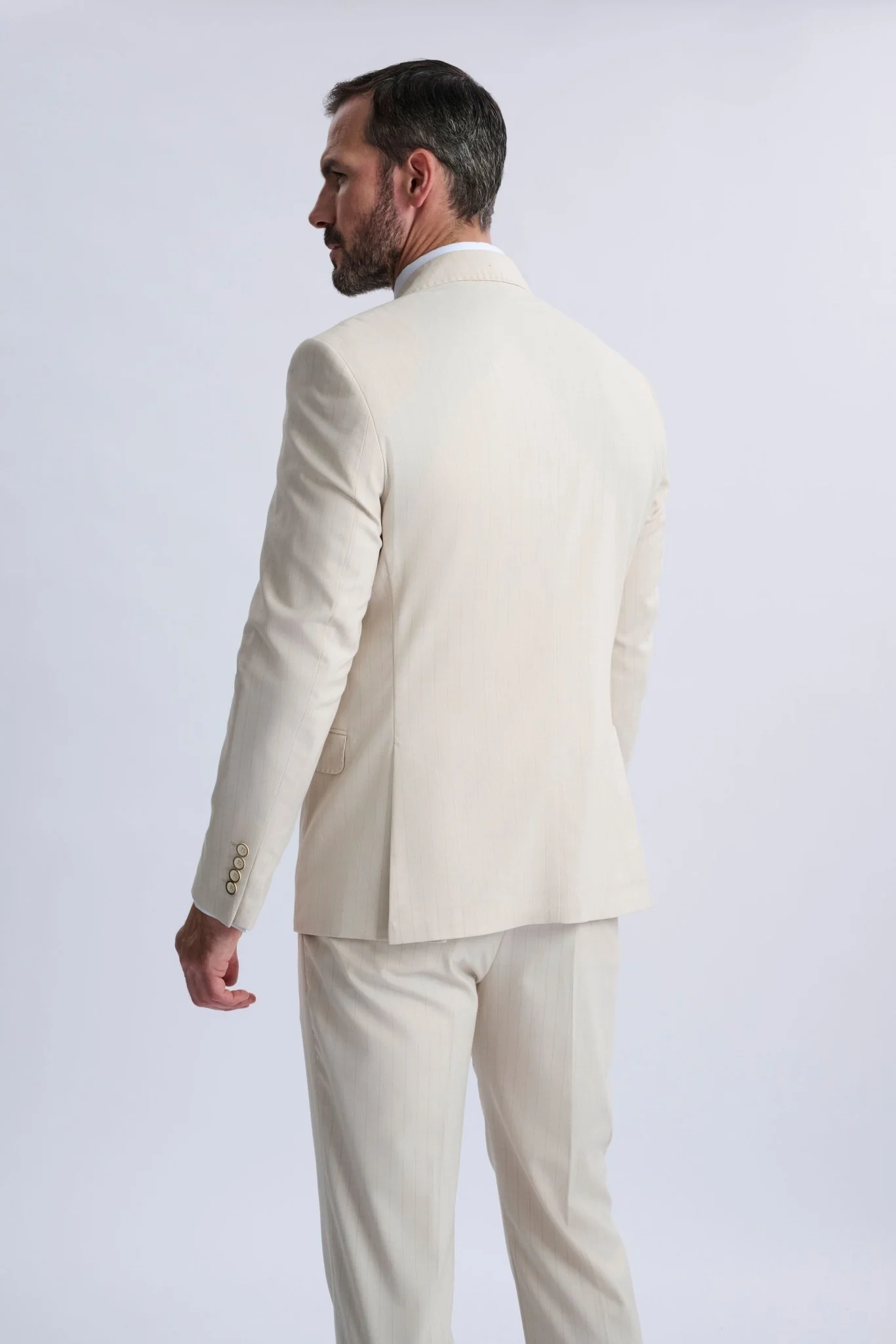 Fabrizio Beige Pinstripe Double-Breasted Suit - Image 4