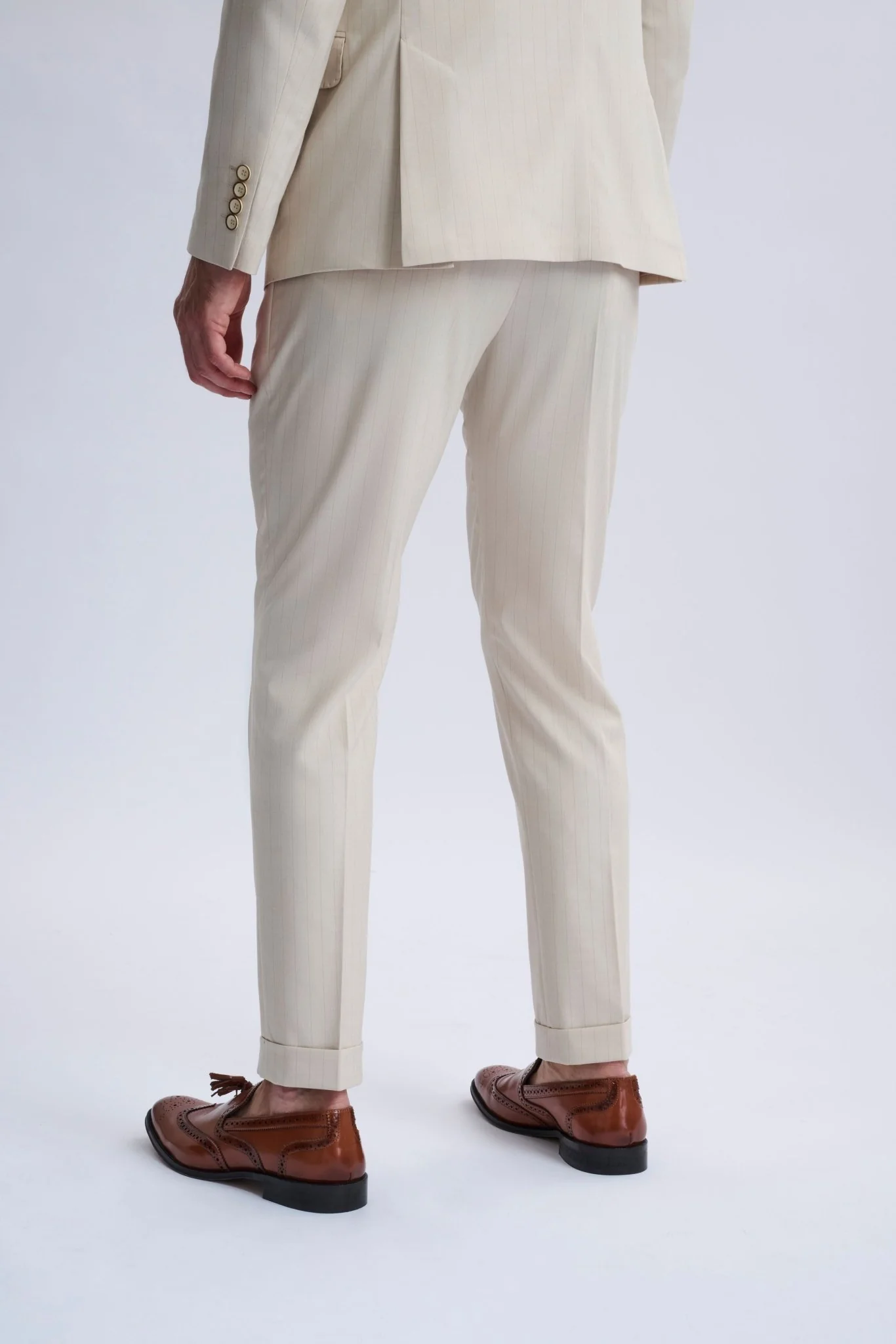 Fabrizio Beige Pinstripe Double-Breasted Suit - Image 6