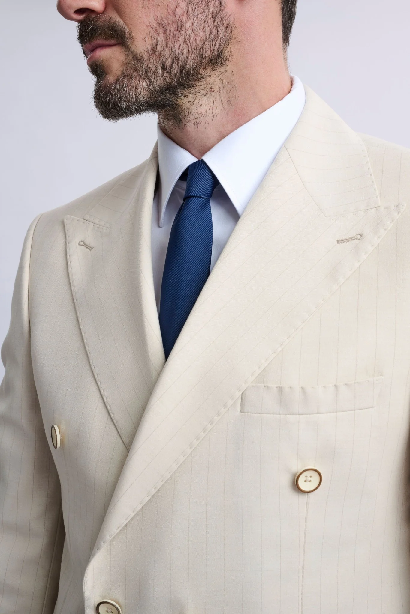 Fabrizio Beige Pinstripe Double-Breasted Suit - Image 8