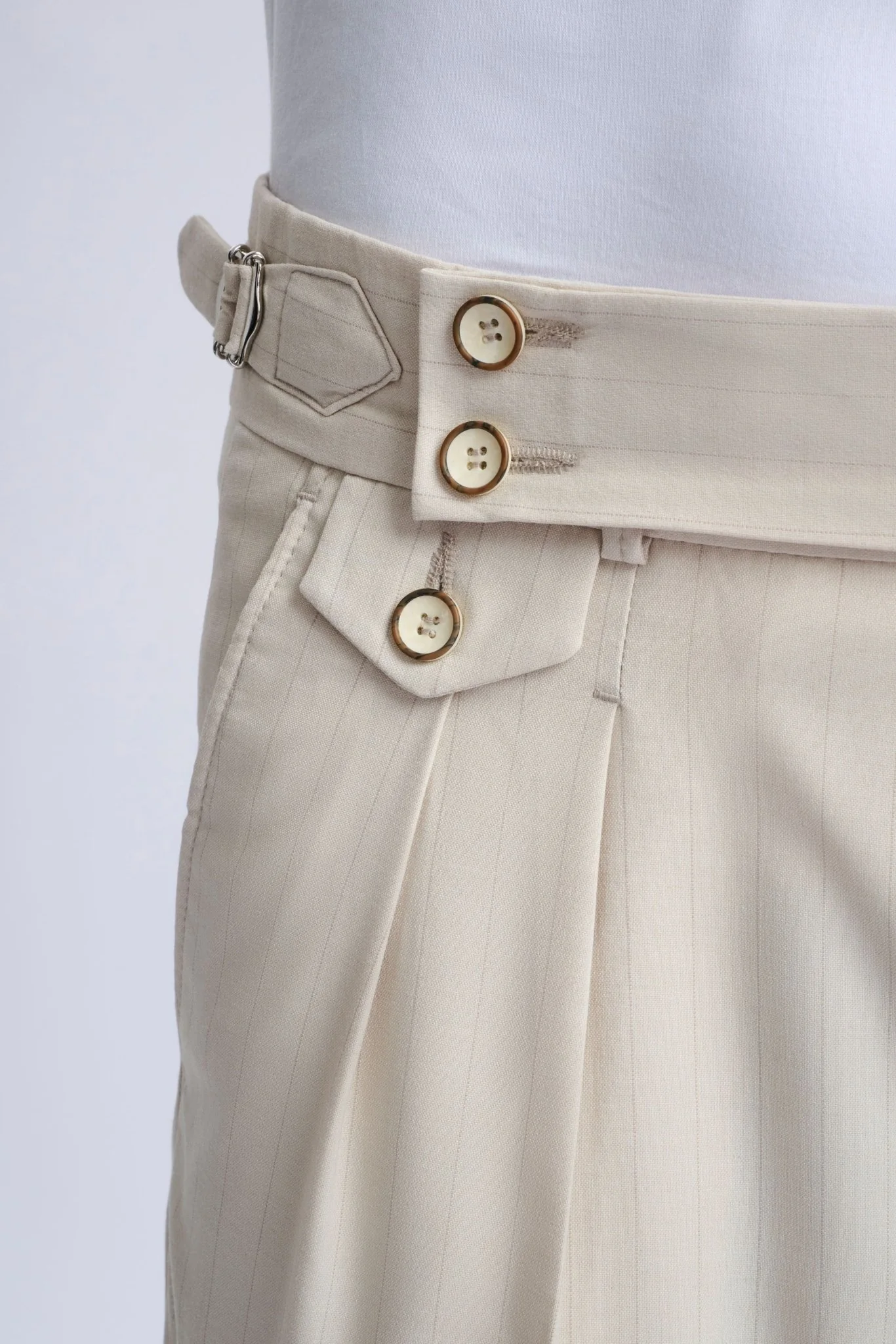 Fabrizio Beige Pinstripe Double-Breasted Suit - Image 9
