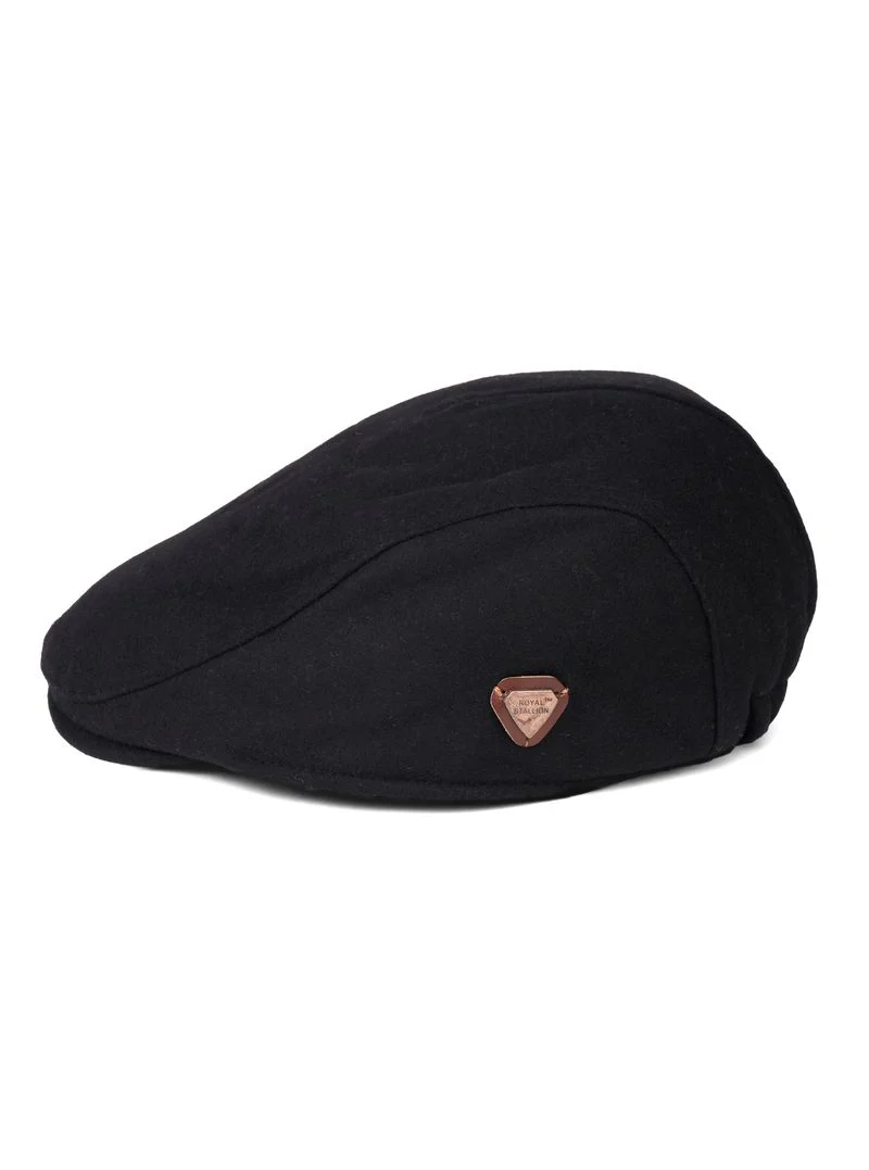 Franco Black Felt Flat Cap - Image 3
