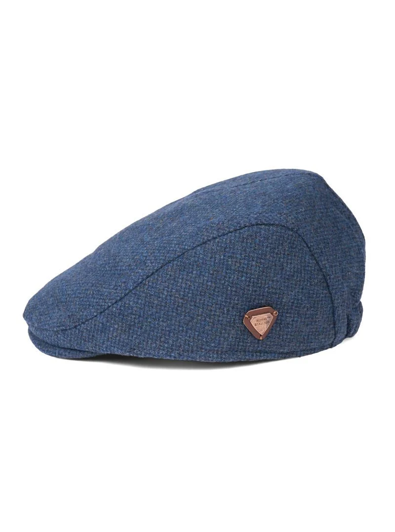 Franco Blue Tweed Flat Cap - Image 2