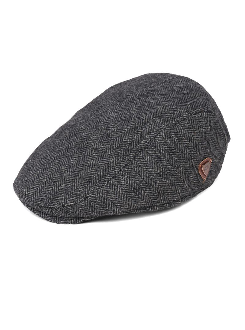 Franco Dark Grey Herringbone Flat Cap - Image 3
