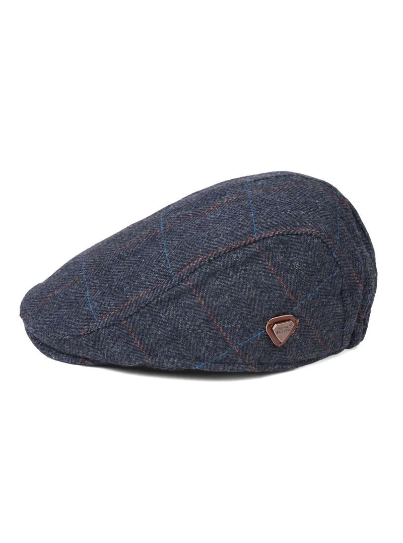 Franco Navy Check Flat Cap - Image 3