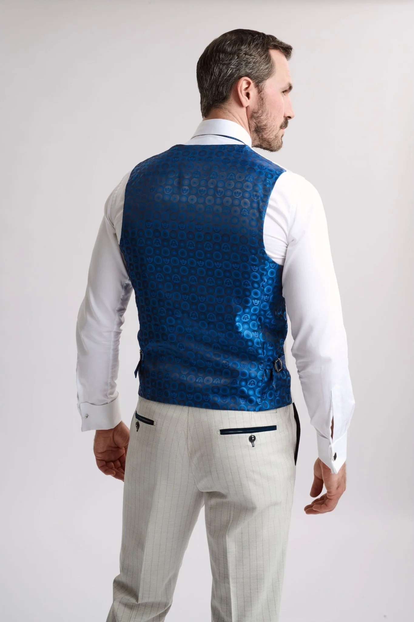 Grant Stone Pinstripe Double Breasted 3 Piece Suit - Image 10