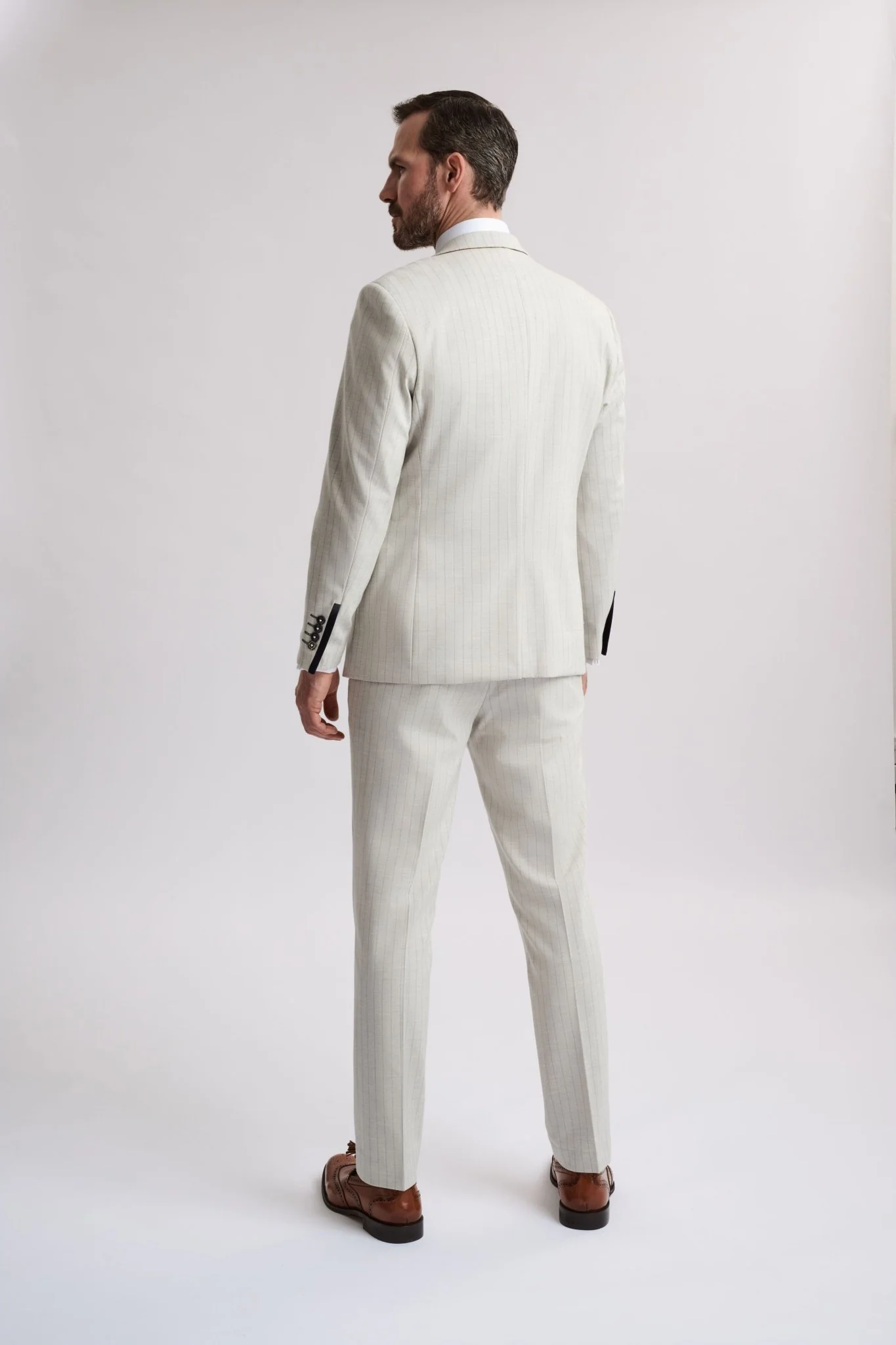 Grant Stone Pinstripe Double Breasted 3 Piece Suit - Image 2