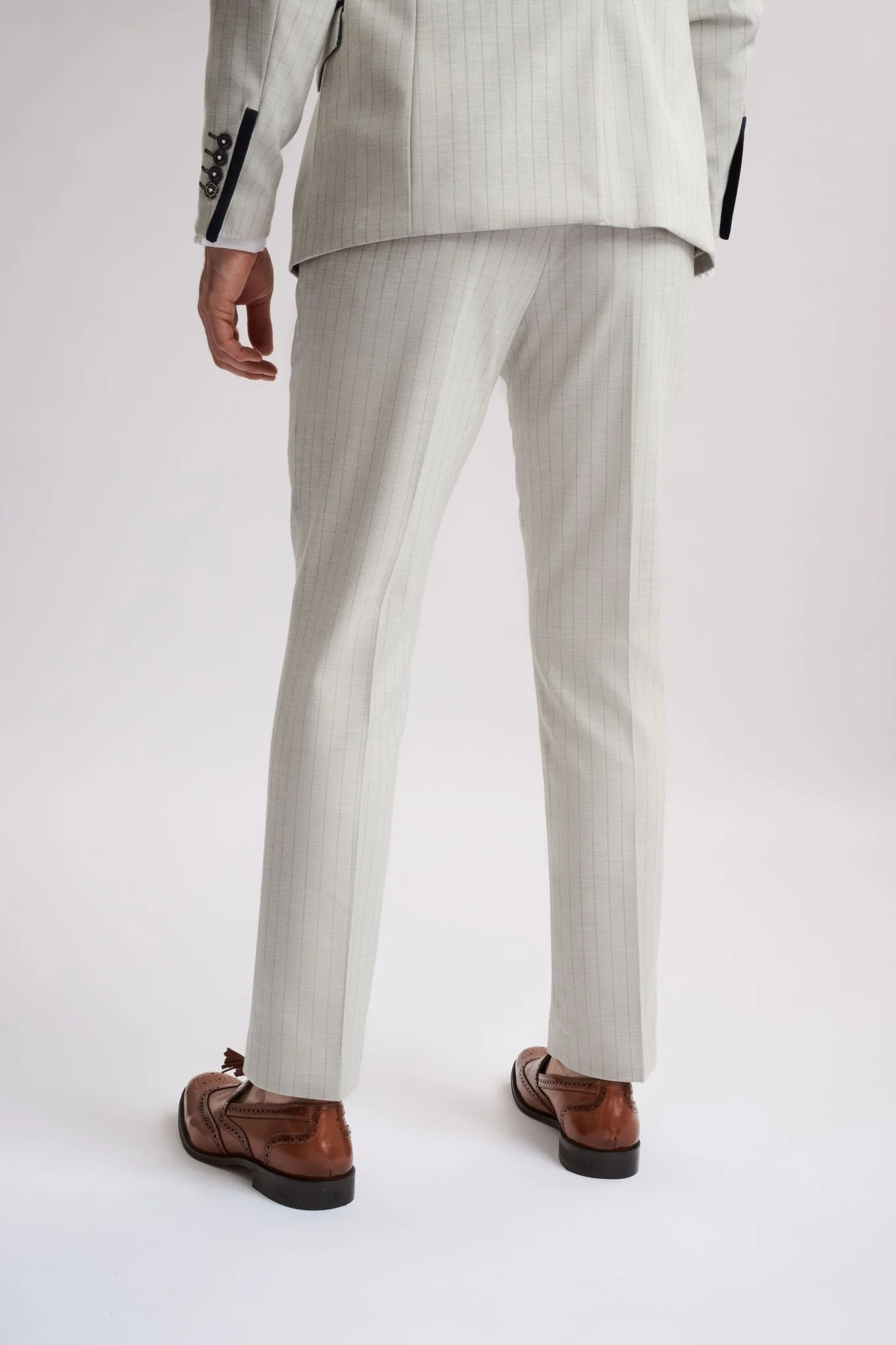 Grant Stone Pinstripe Double Breasted 3 Piece Suit - Image 6