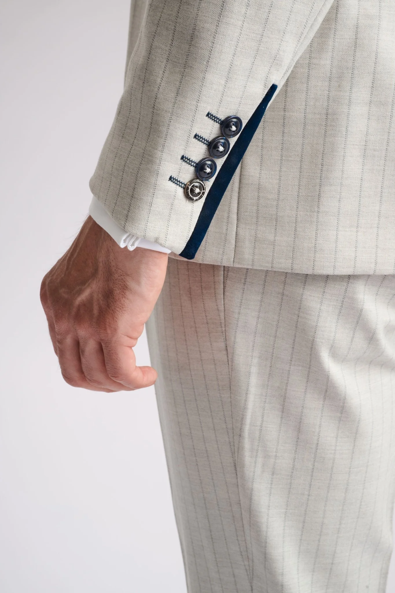 Grant Stone Pinstripe Double Breasted 3 Piece Suit - Image 8