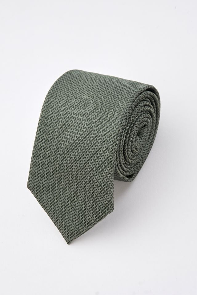 Green Textured Tie Set with Tie Bar & Cufflinks - Image 3