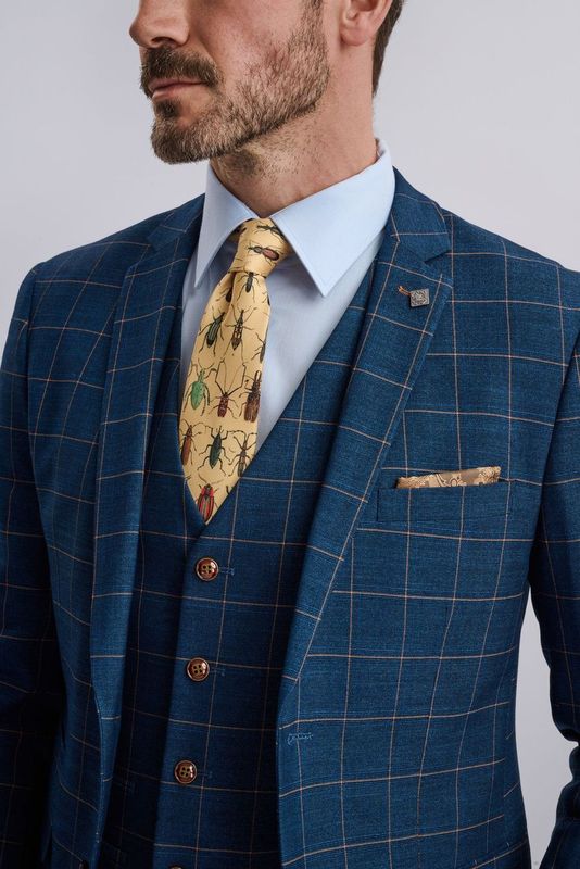 Hamleys Men's Navy Check Three Piece Suit - Image 5